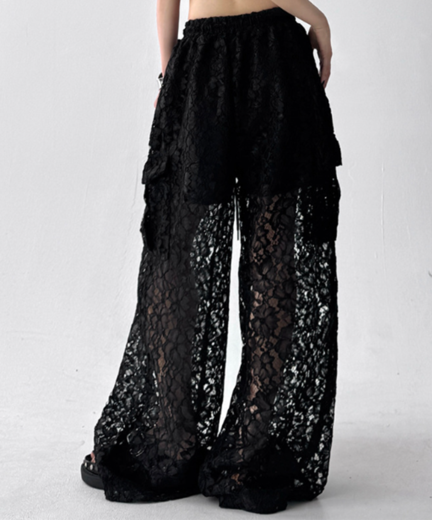 casual sheer lace style wide pants EN3105