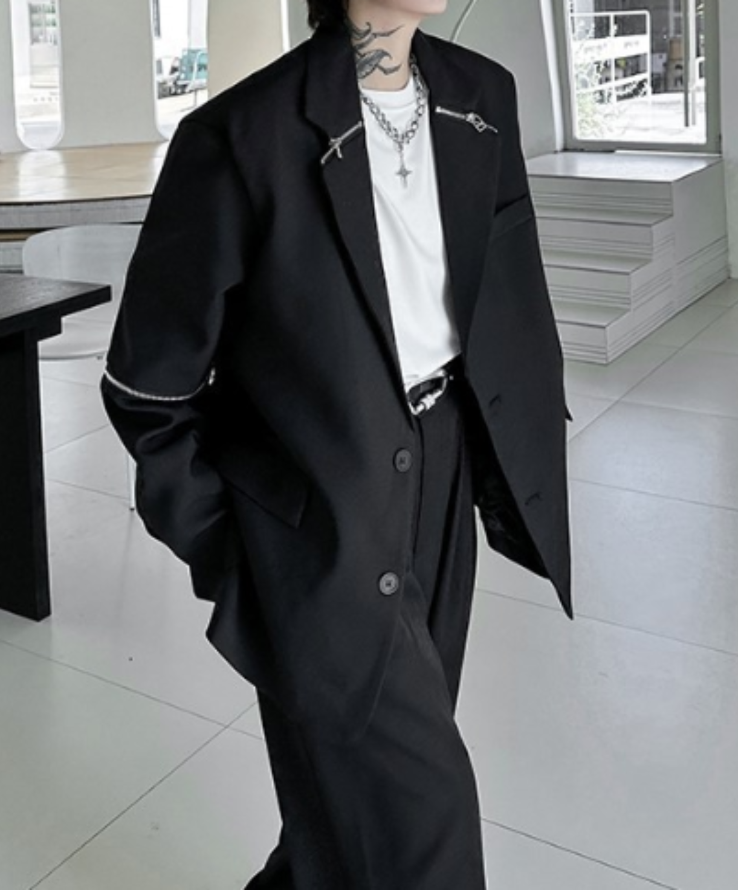 【style80】dark mode outfit set EN2536（jacket + shirt + pants set）