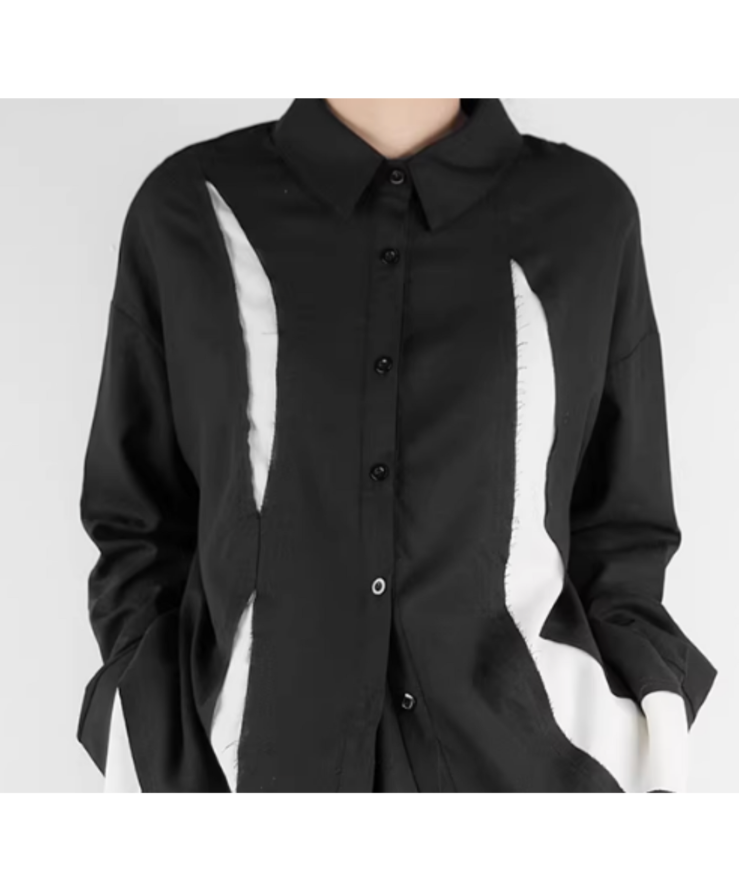 dark Irregular fringe color block shirt EN2808