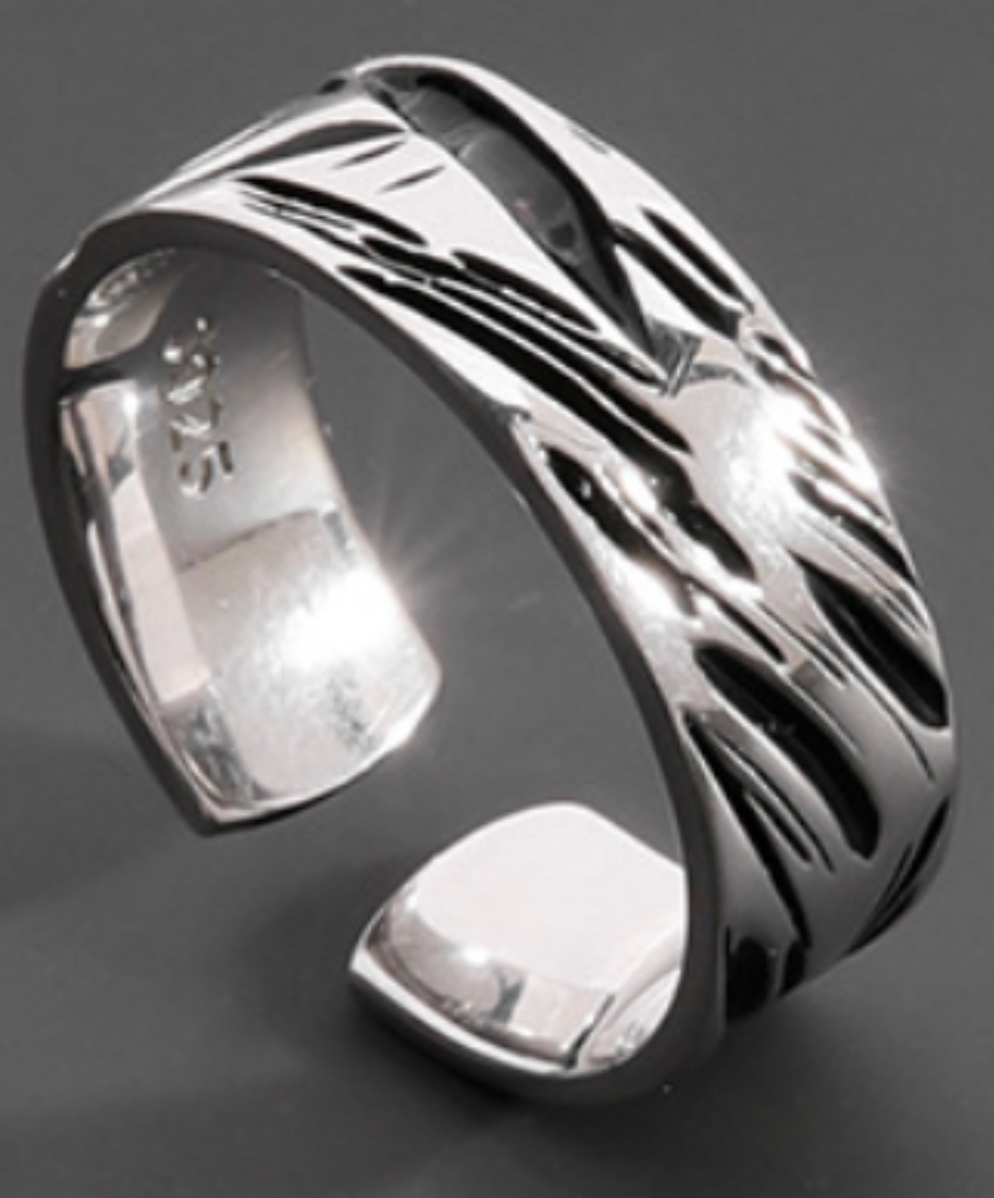 slash design s925 free size ring EN2565