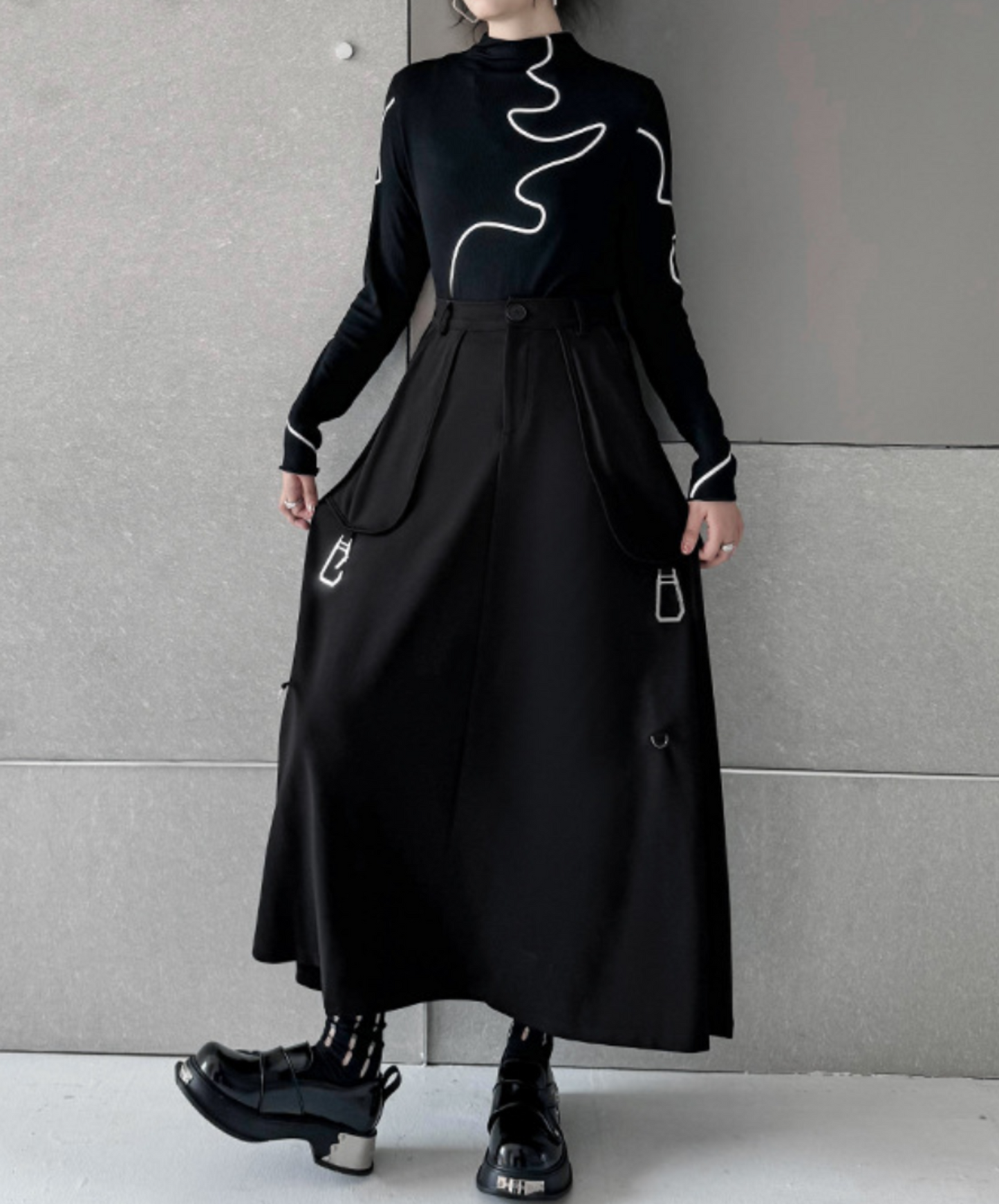 big pocket with buckle long skirt EN1637