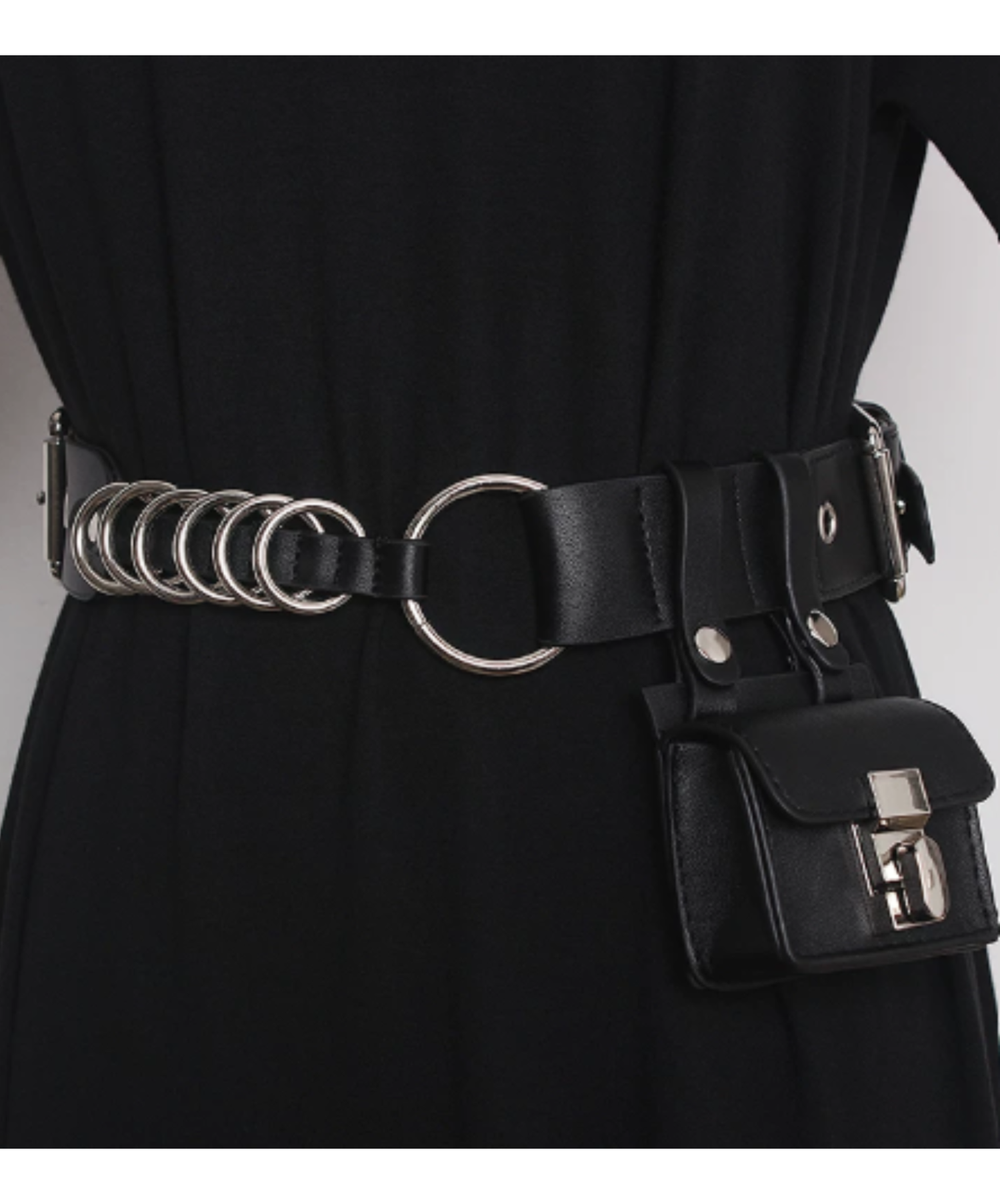 dark micro bag accent ring chain belt EN3215