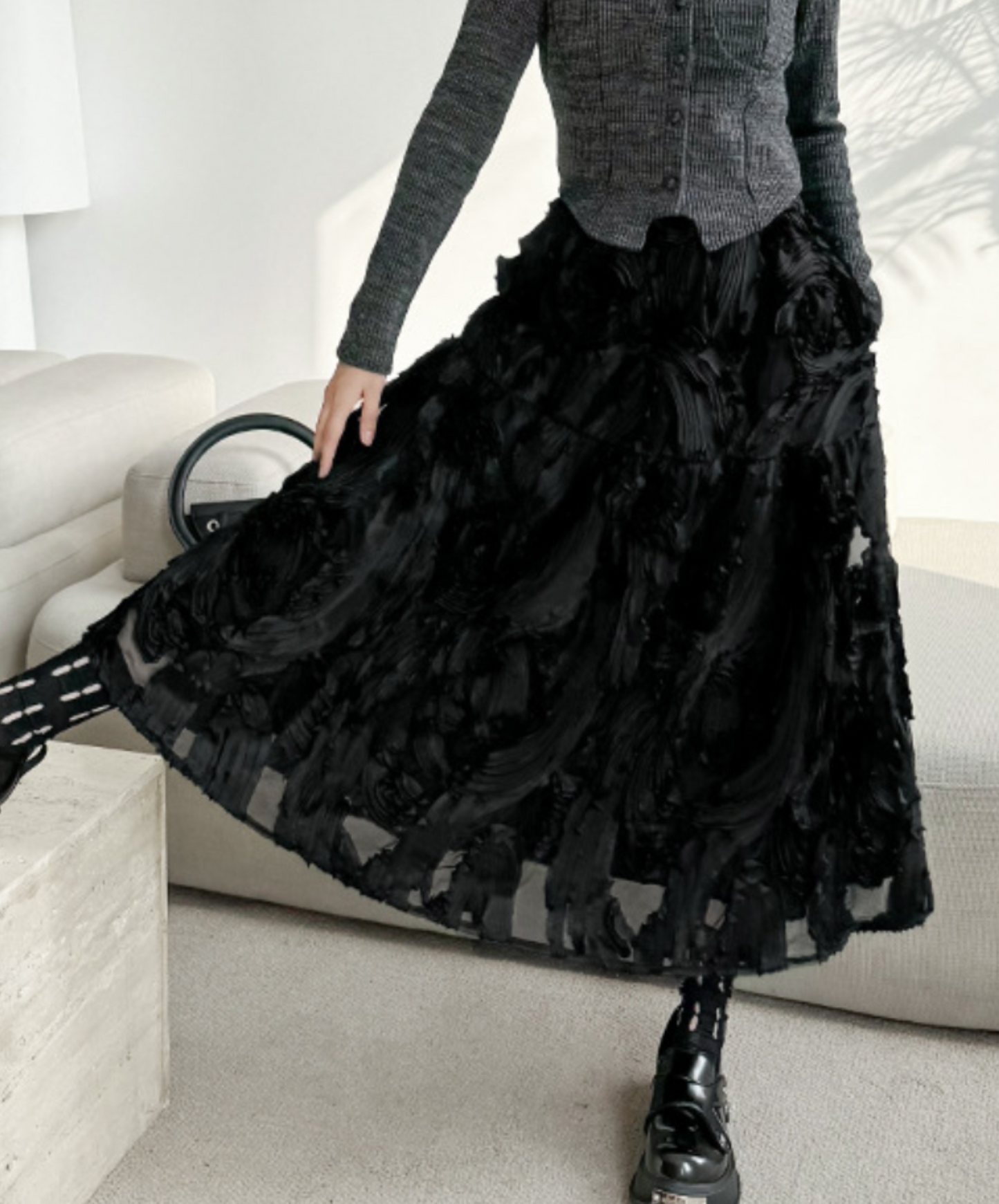 unique three-dimensional design skirt EN2275