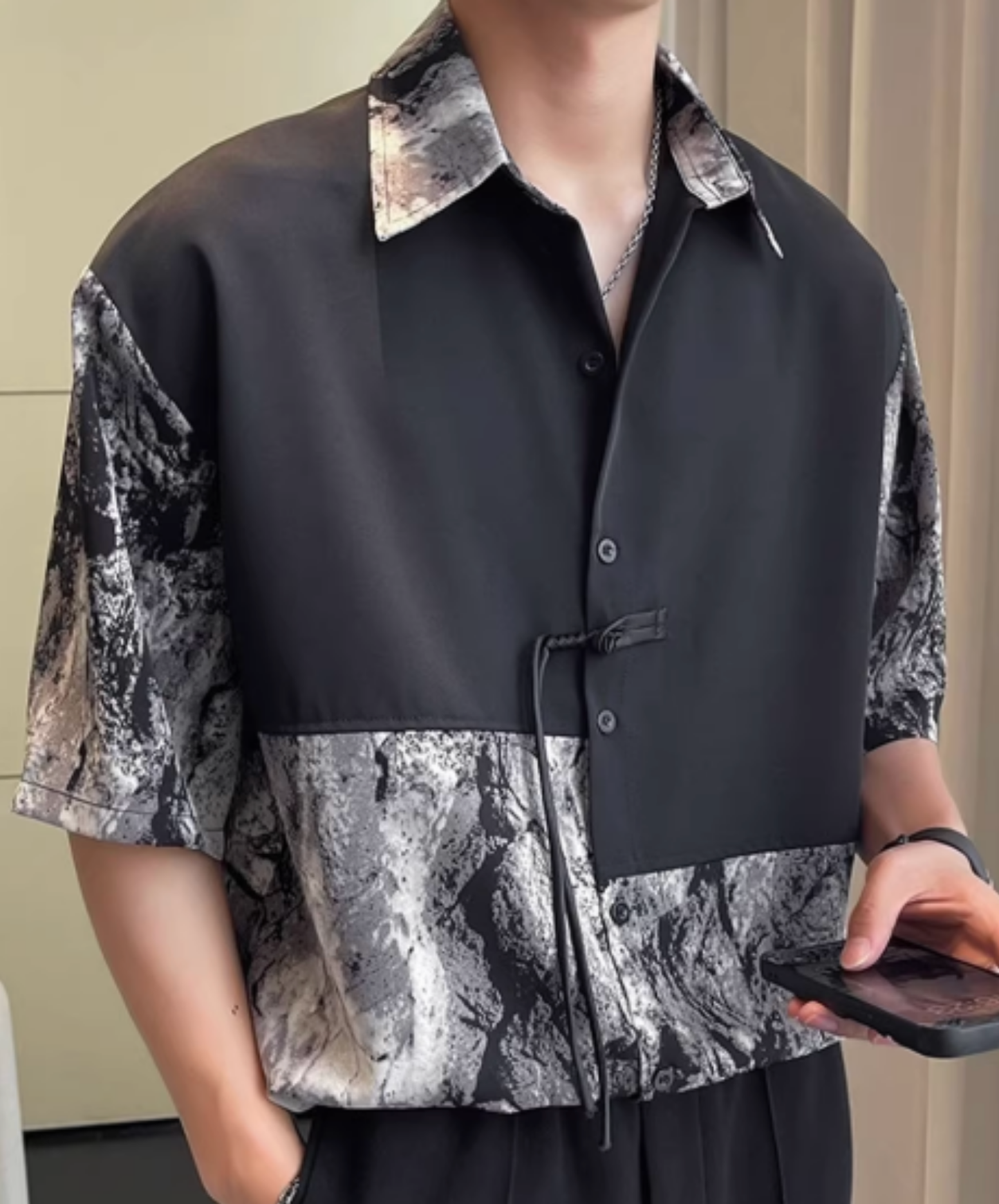 color block asymmetrical shirt EN2811