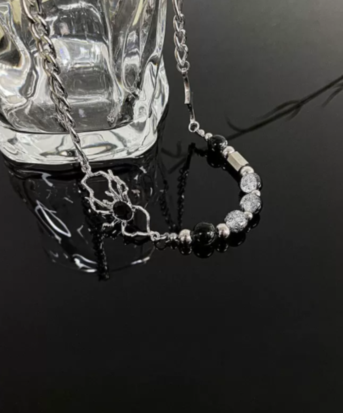 spider-motif combination chain necklace EN3194