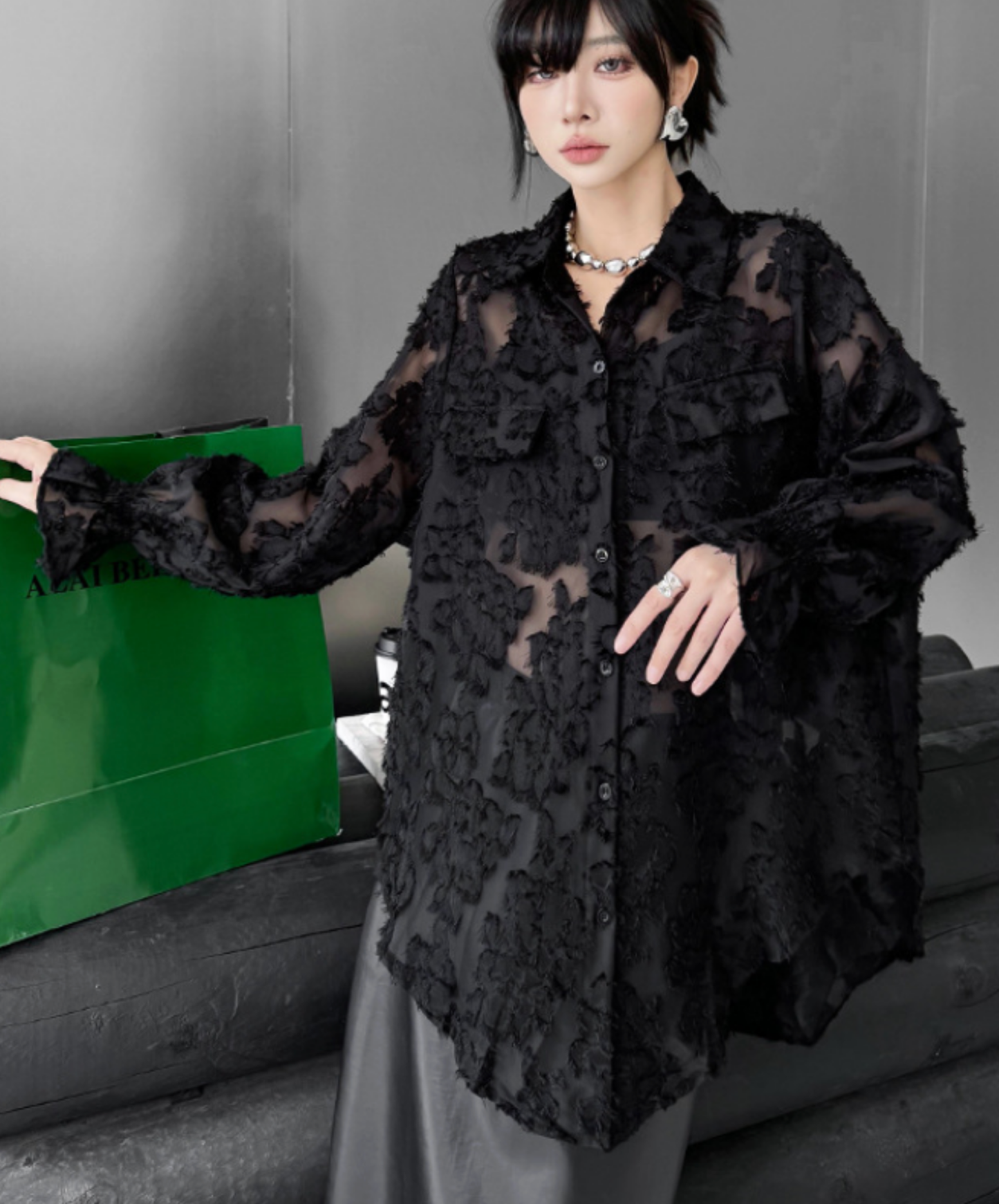 european style 3d floral pattern shirt EN2713