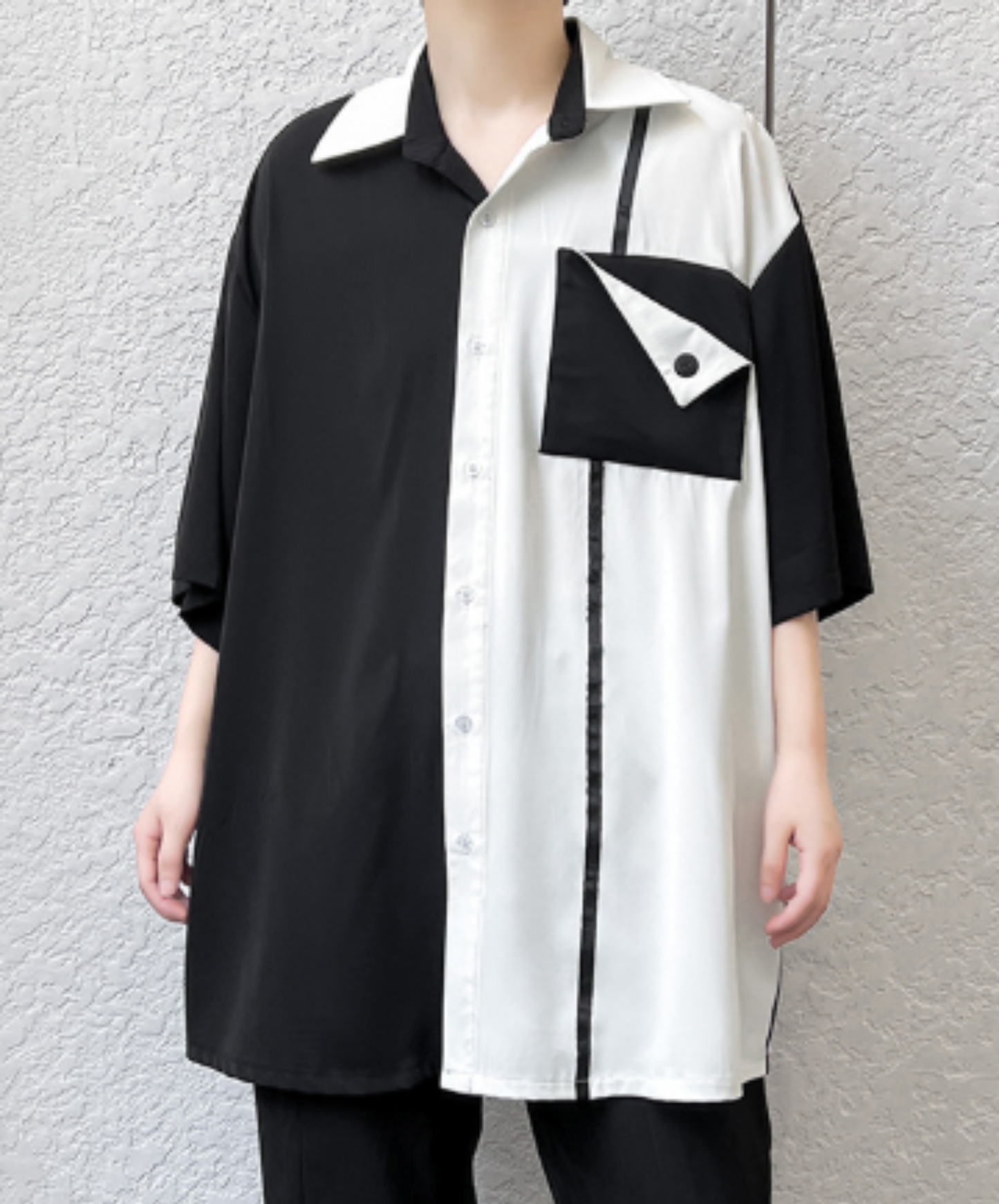 monochrome asymmetric color scheme shirt EN3007