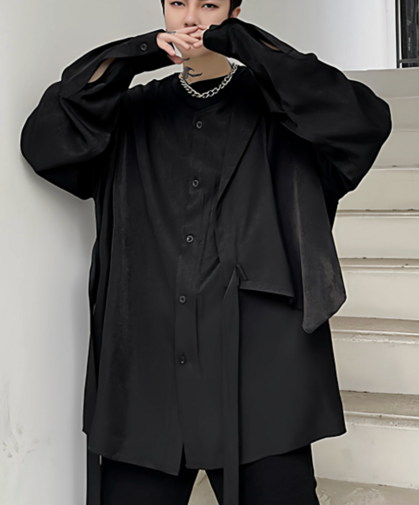 dark asymmetrical front shirt EN2763