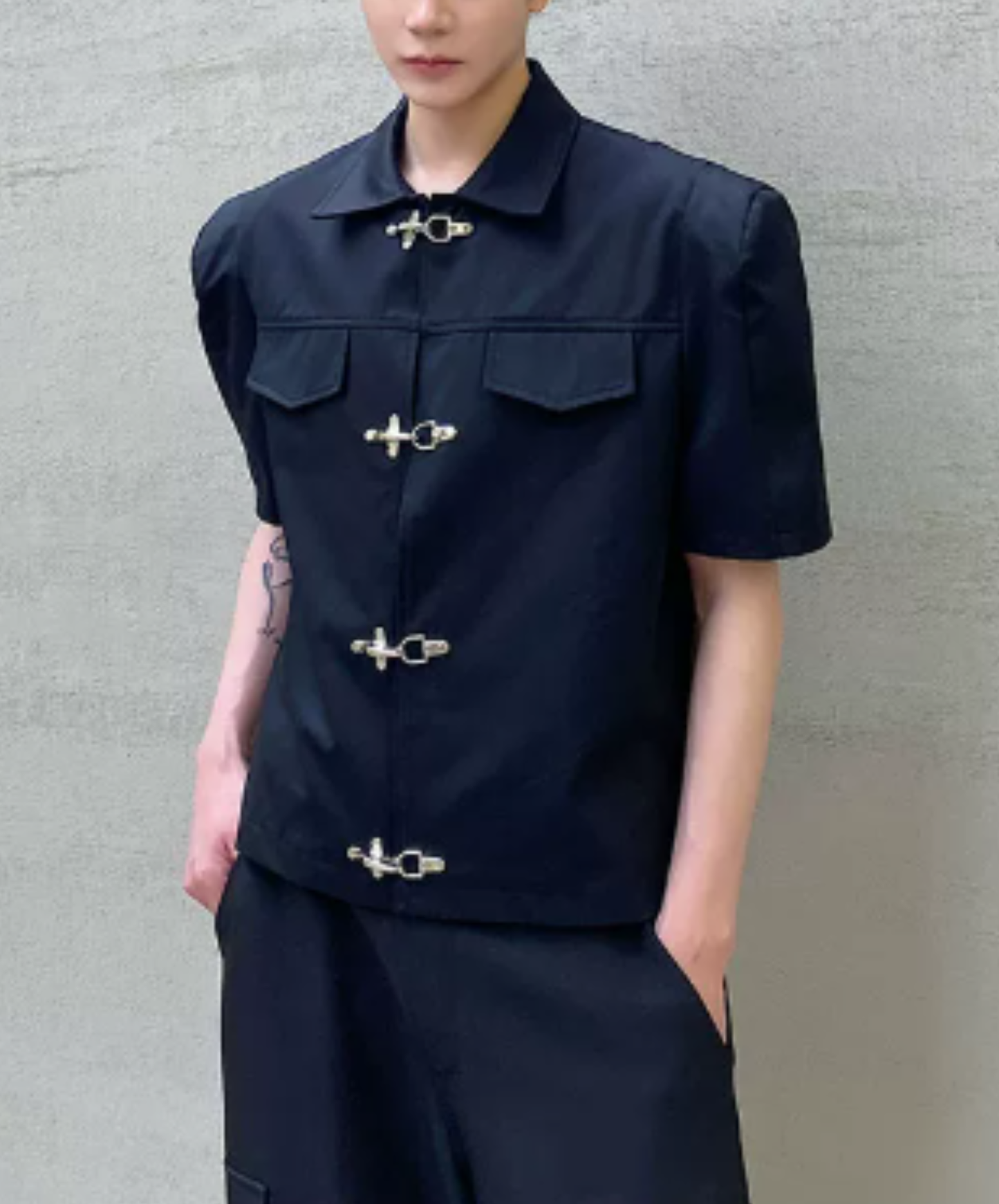 airplane button slim shirt EN2899