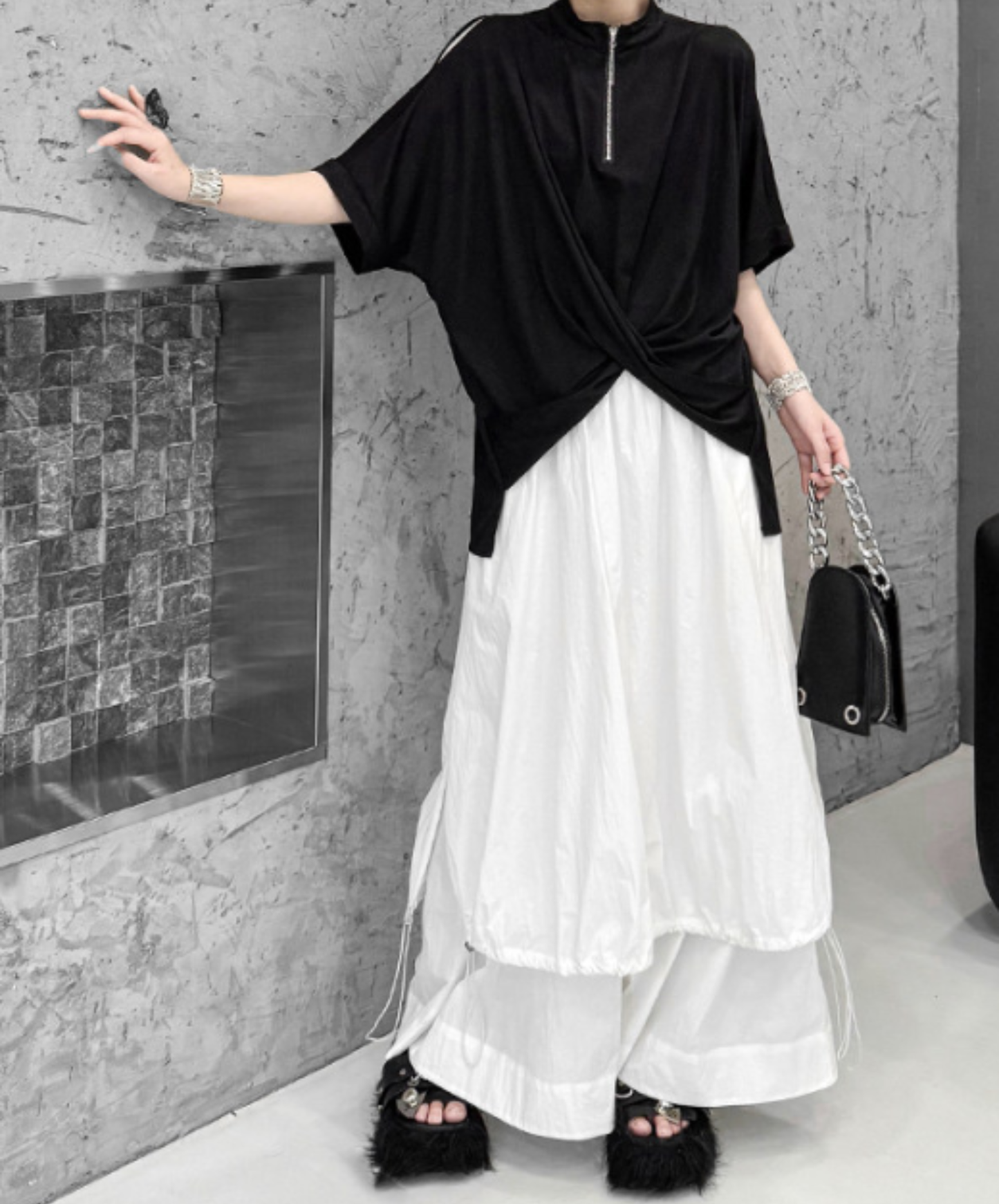 crossover hem zip t-shirt EN2891