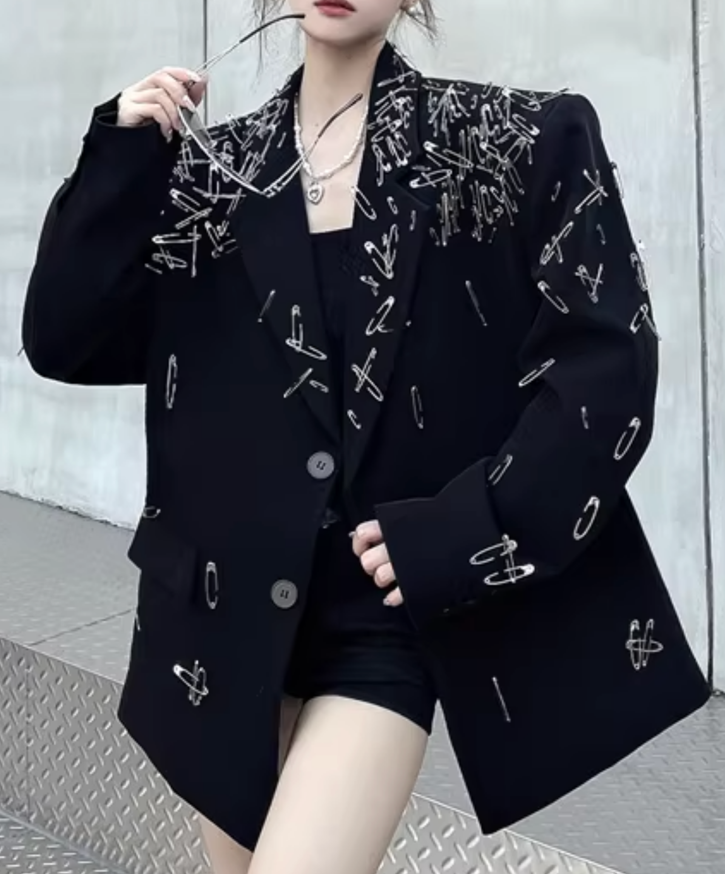 3d safety pin decoration jacket EN2828