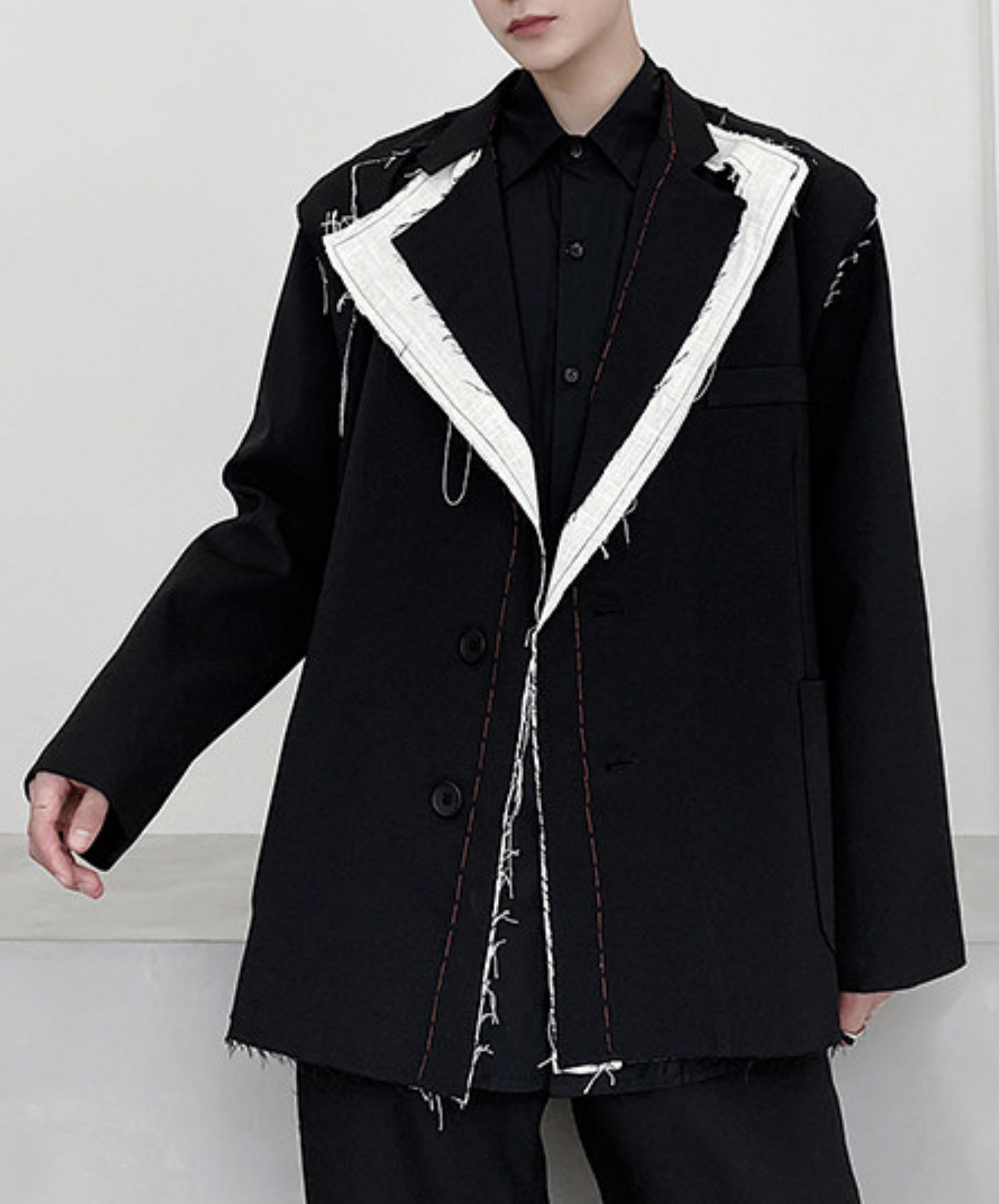 dark color block stitch jacket EN2787