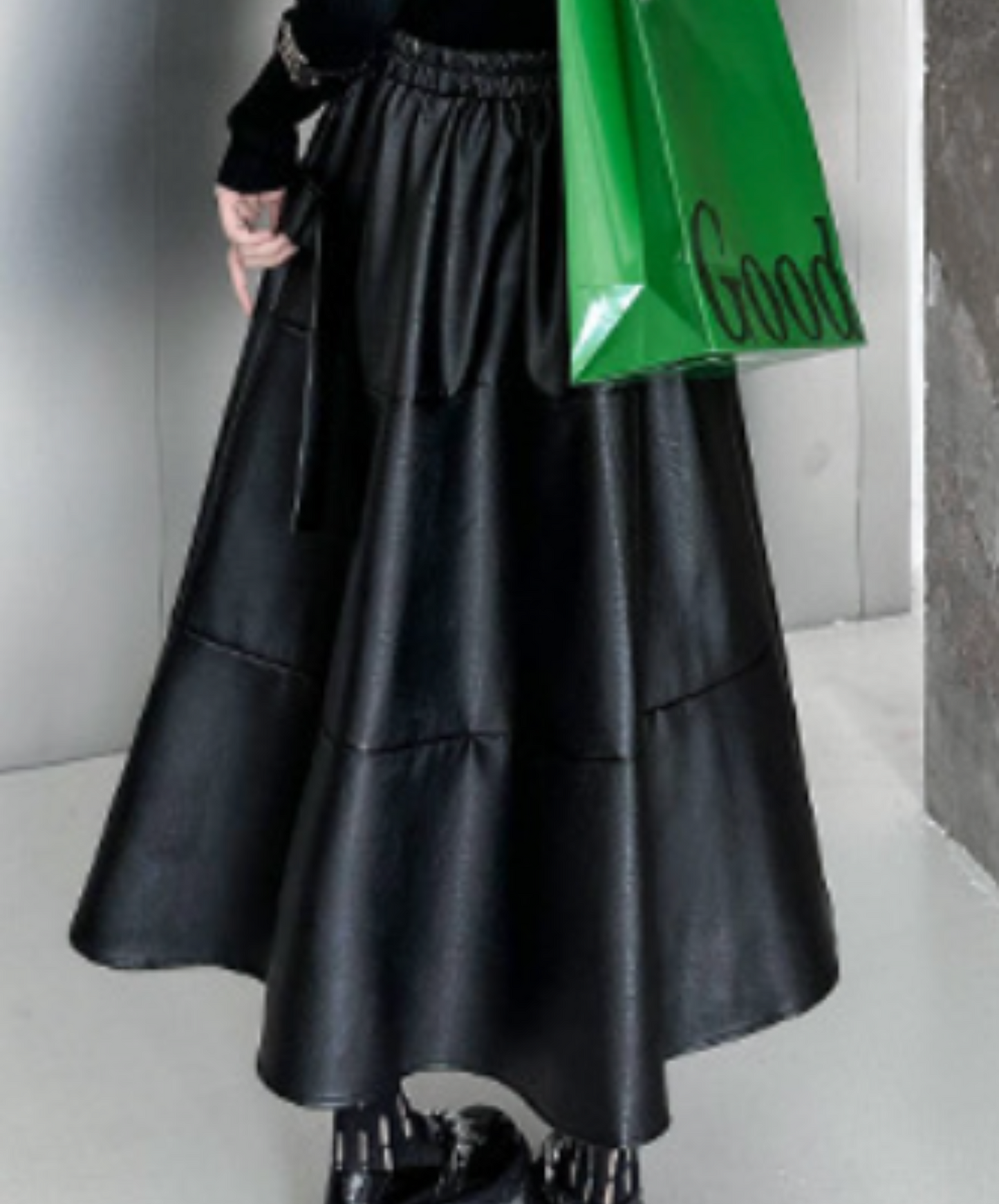 retro design hard pu leather skirt EN2342