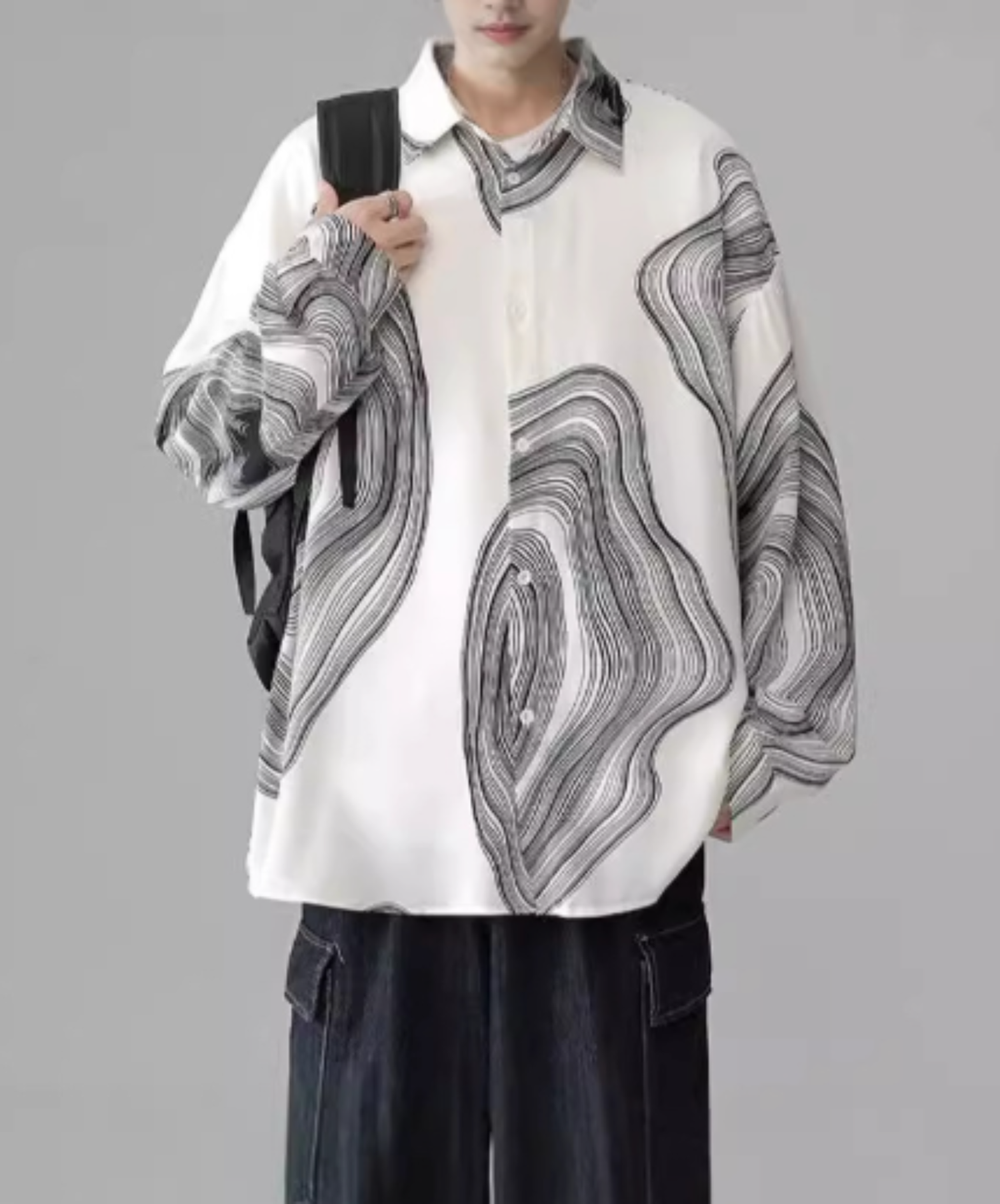 dark tree ring motif shirt EN2407