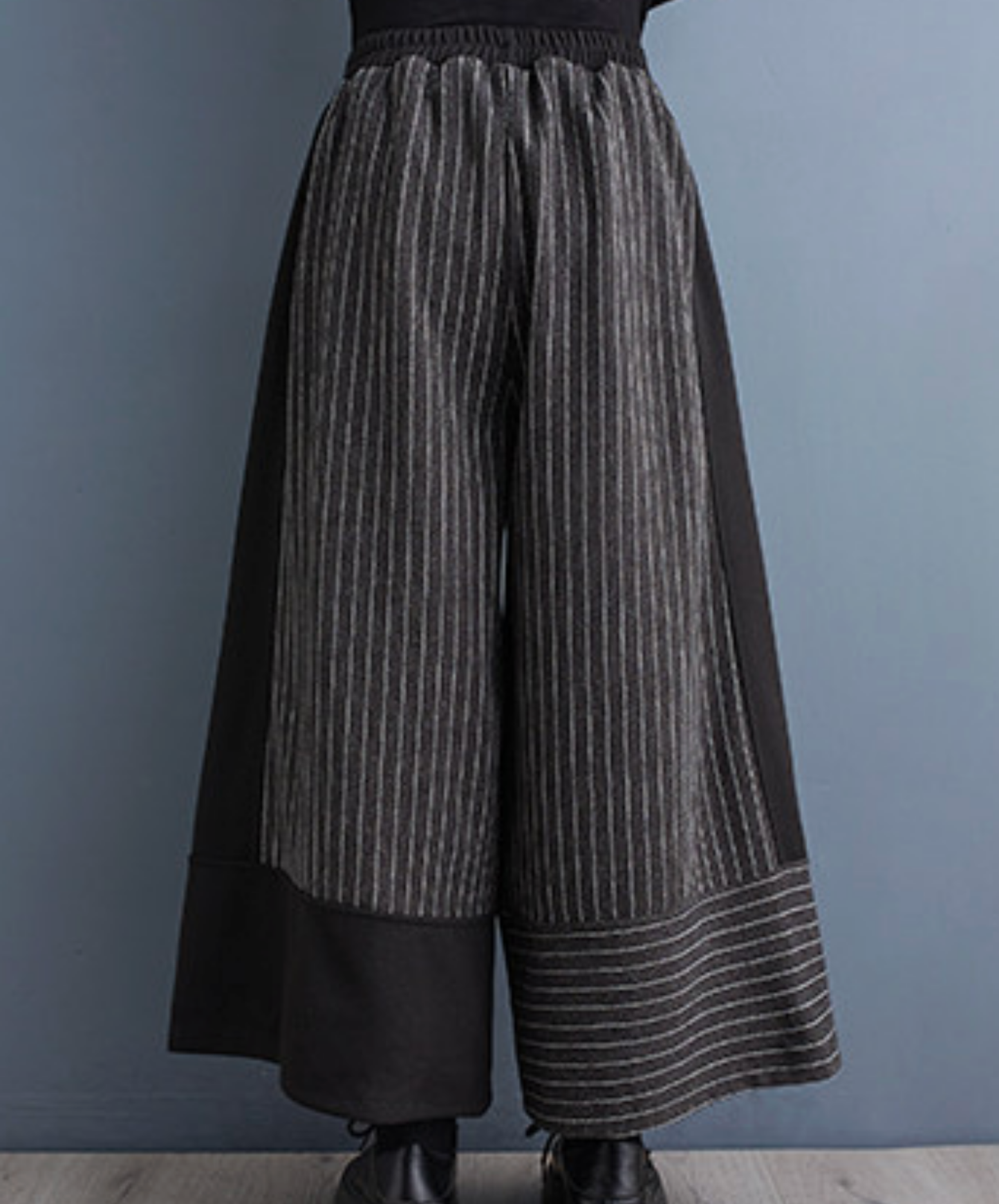 thin stripe patchwork wide pants EN2778
