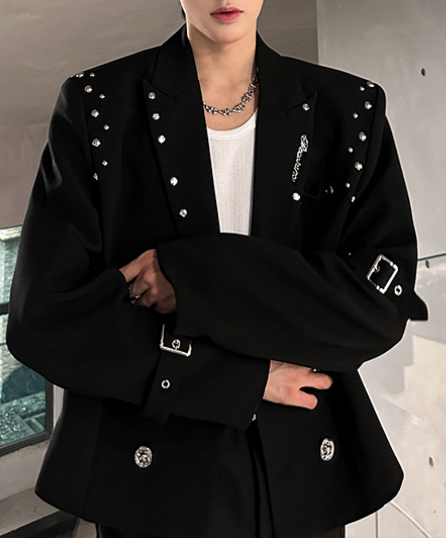 metal rivet decoration jacket EN2490