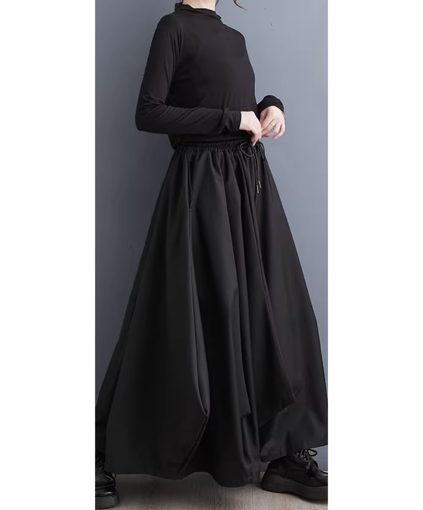 dark lantern drape wide pants EN2834