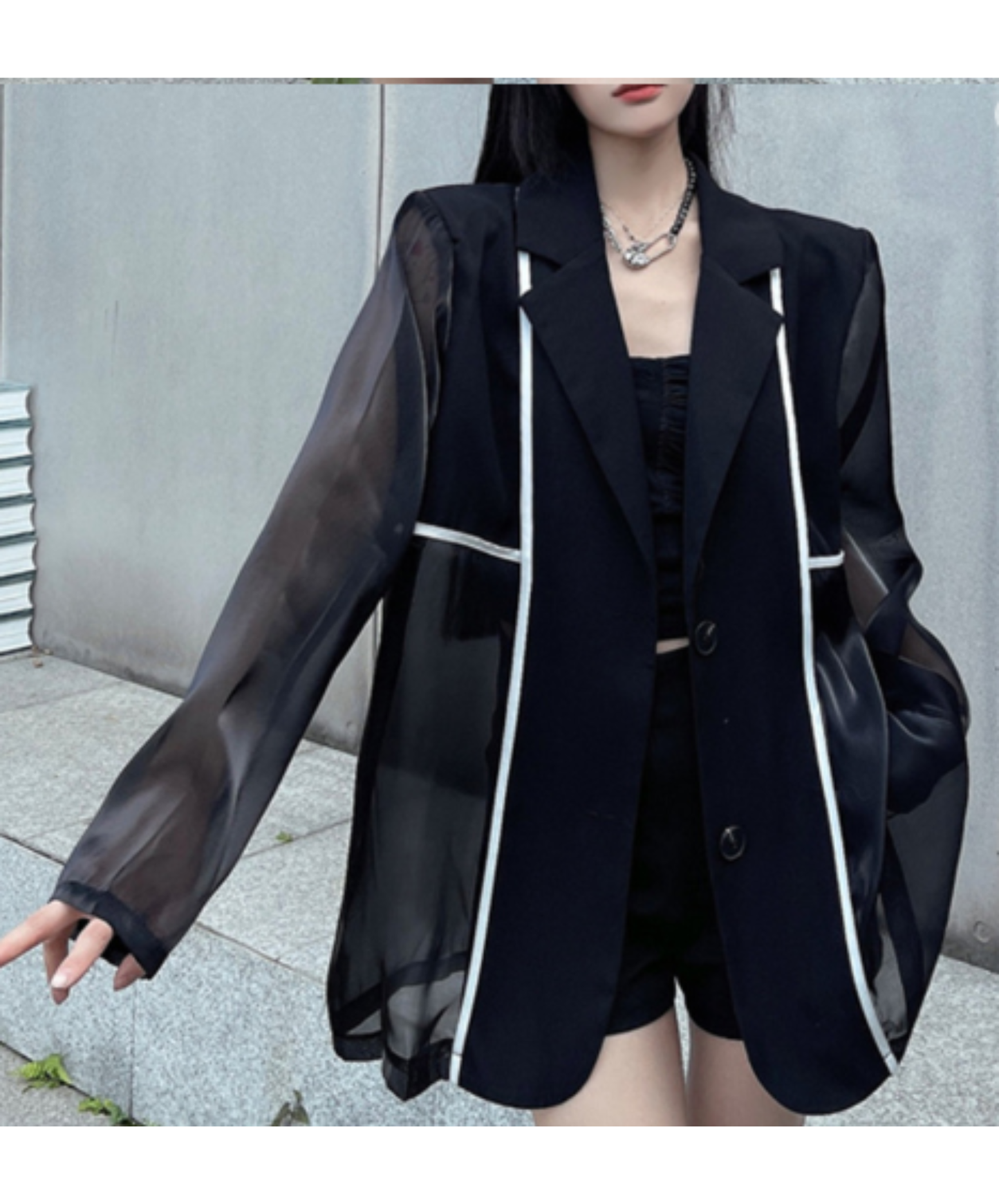single-breasted color-block jacket EN3003