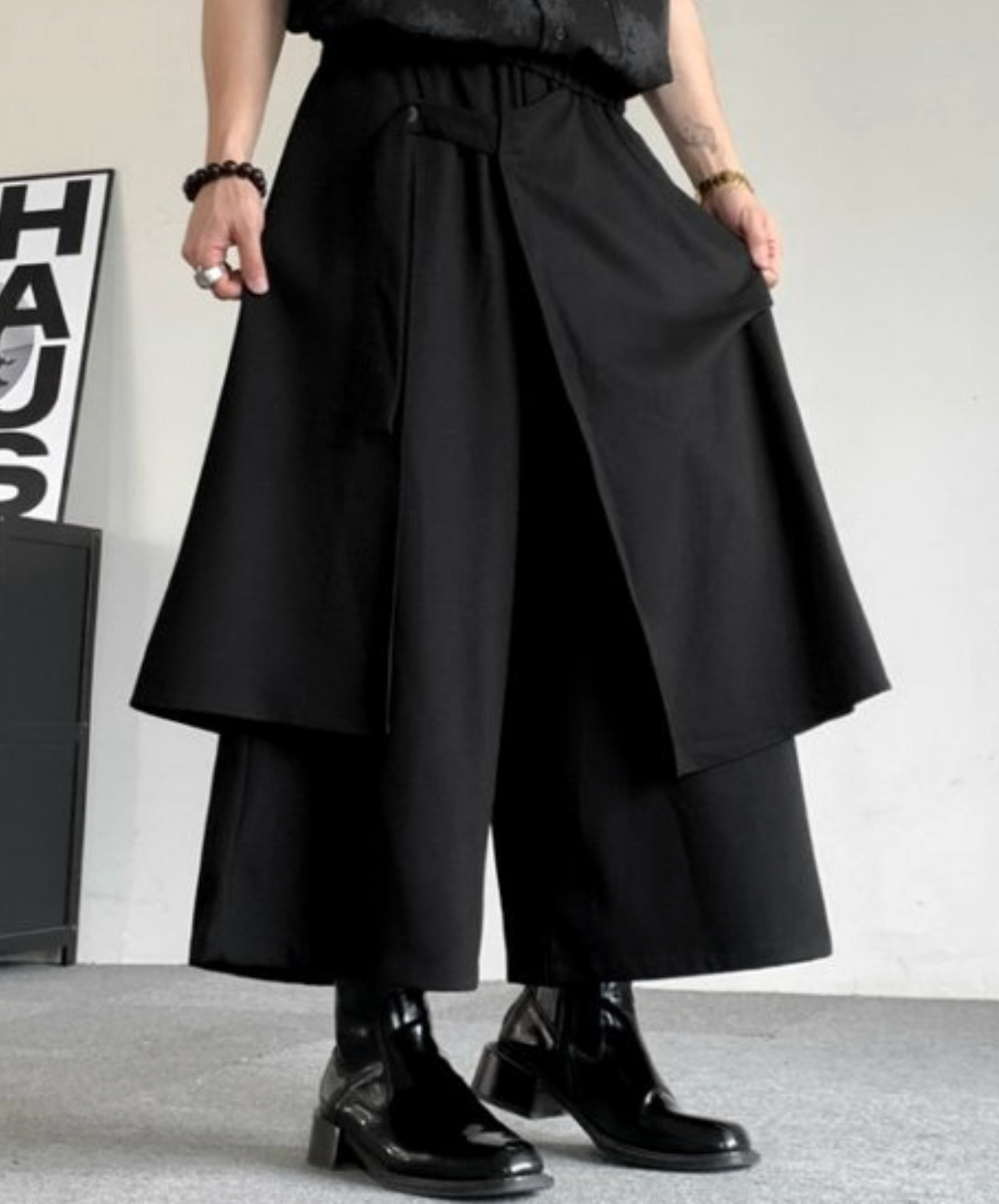 dark fake two-piece hakama pants EN2430