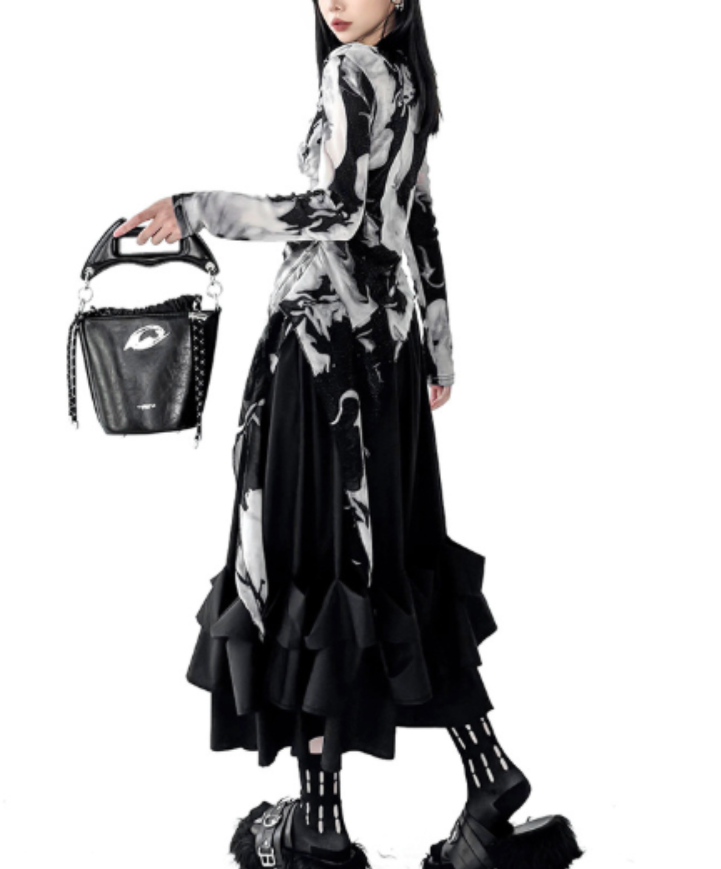 tie-dye mesh with an irregular design t-shirt EN3083