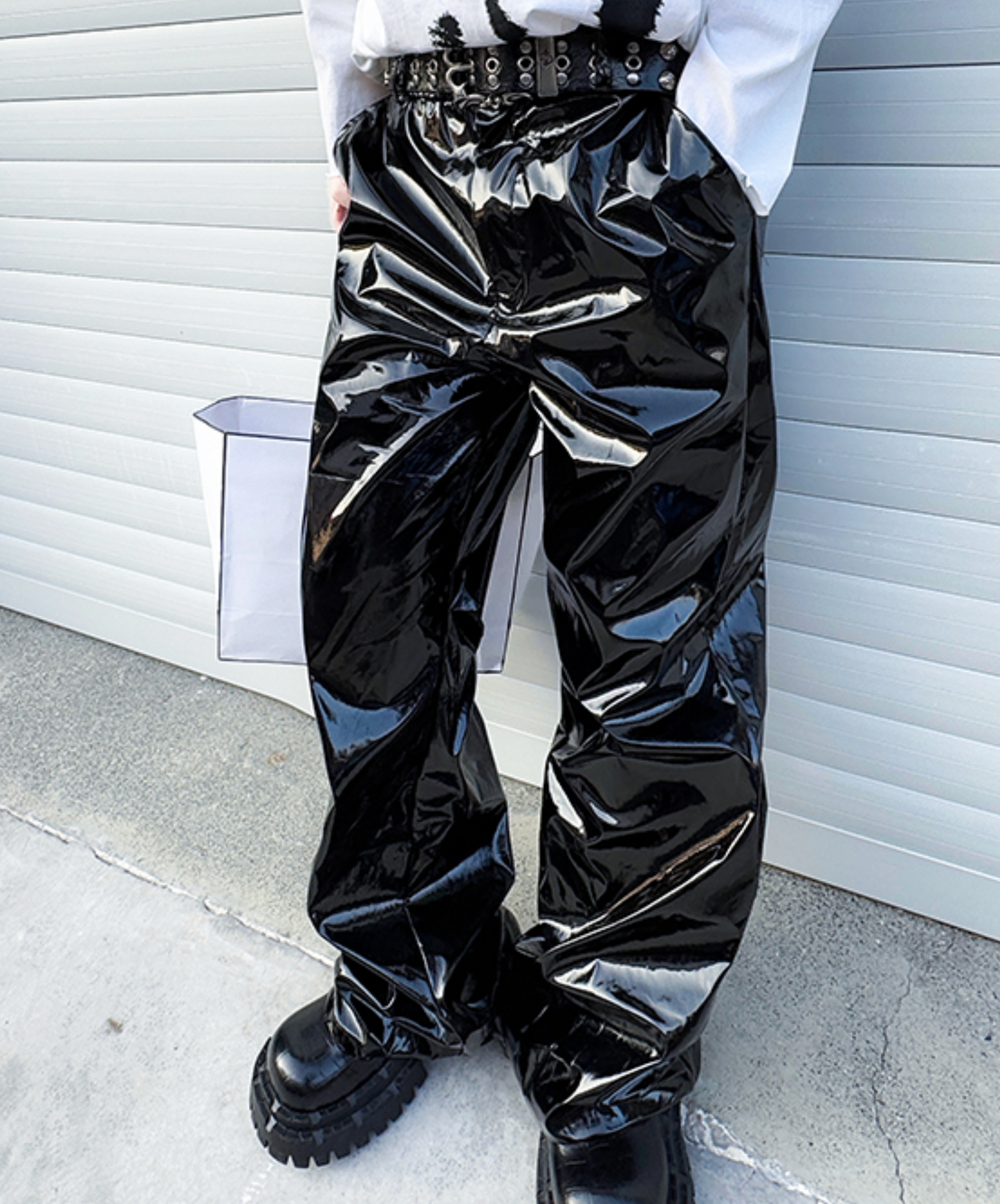 pu glossy casual pants EN2502