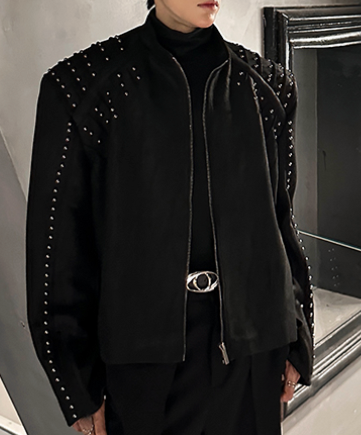 metal stud embellished shorts jacket EN2505