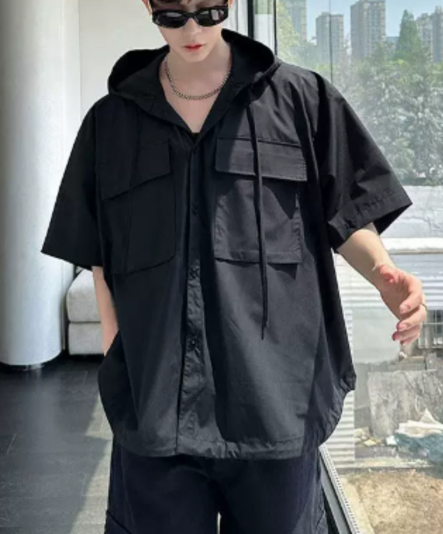 hooded oversized shirt EN2943
