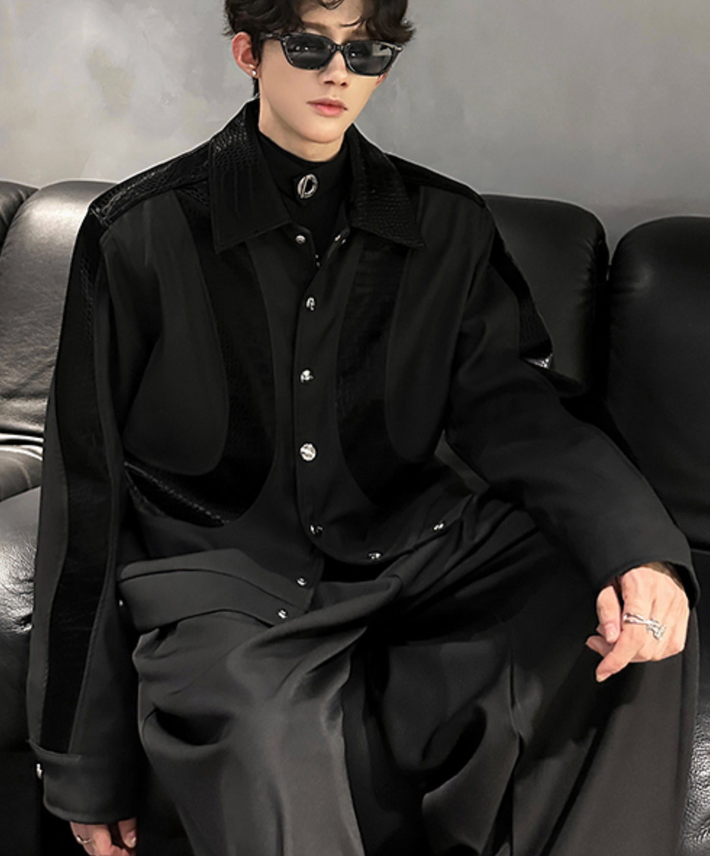 retro pu snakeskin pattern jacket EN2494