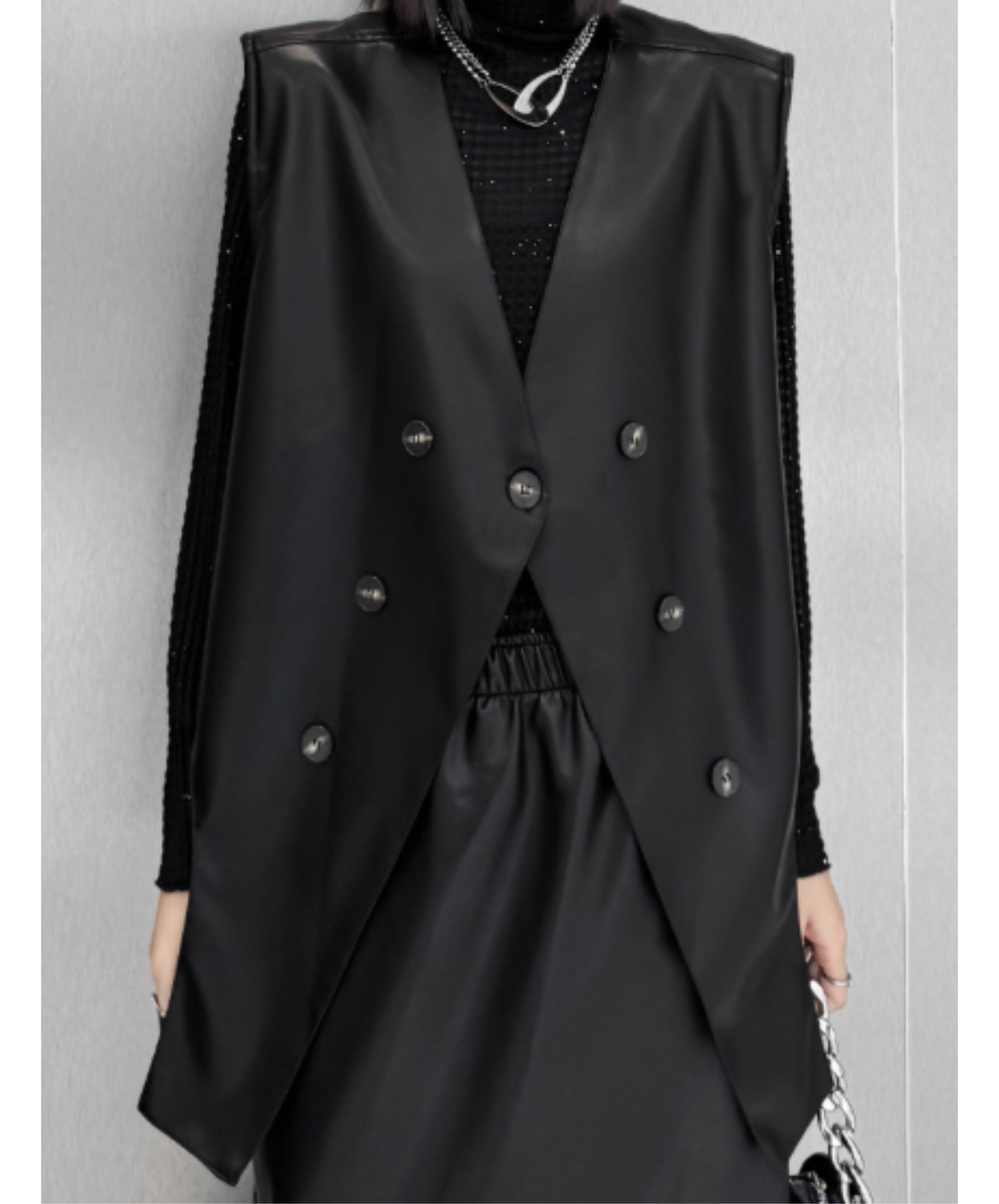 pu leather special silhouette vest EN2956