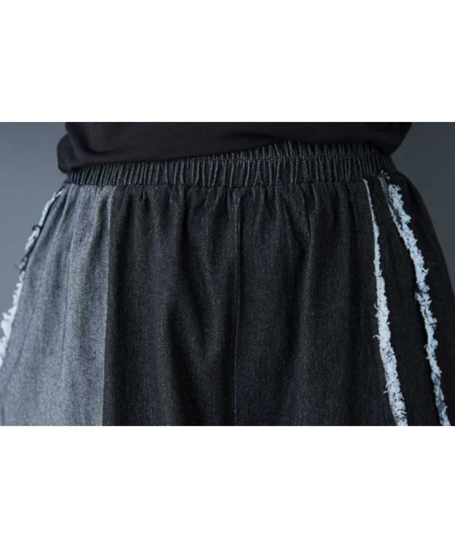 two-tone patchwork fringe wide pants EN3052