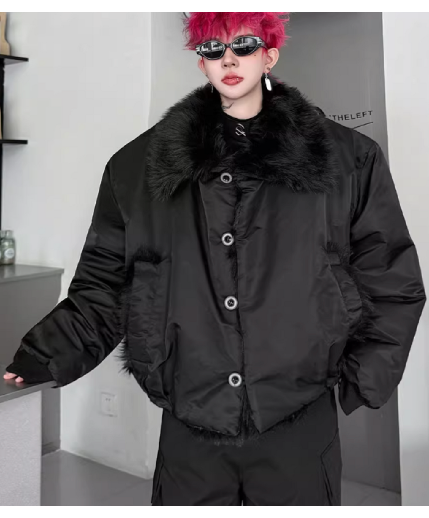 retro fur patchwork jacket EN2564