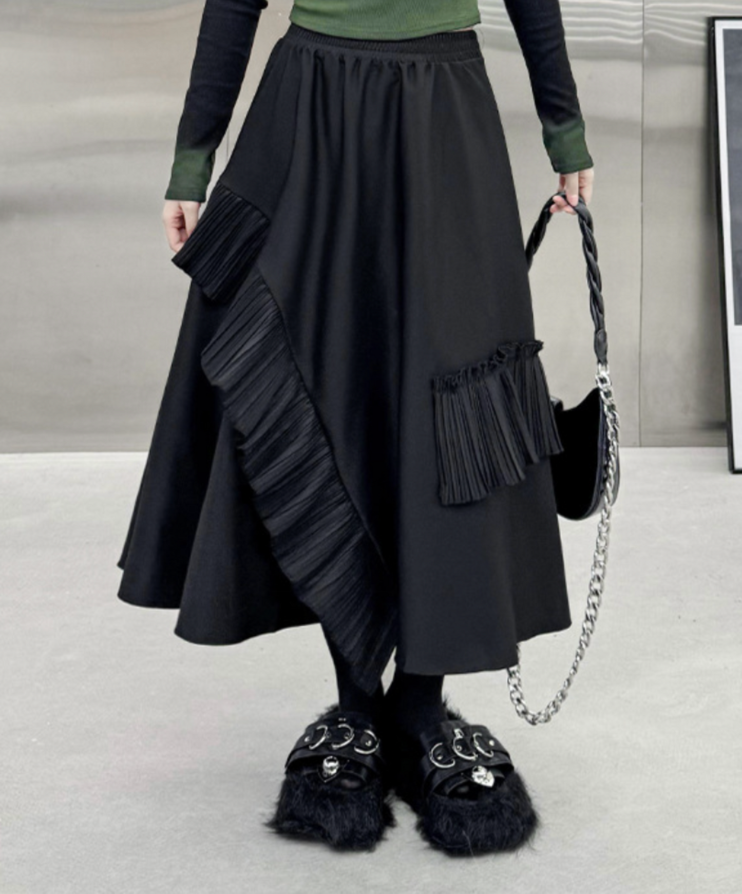 pleated ruffle decoration skirt EN2334