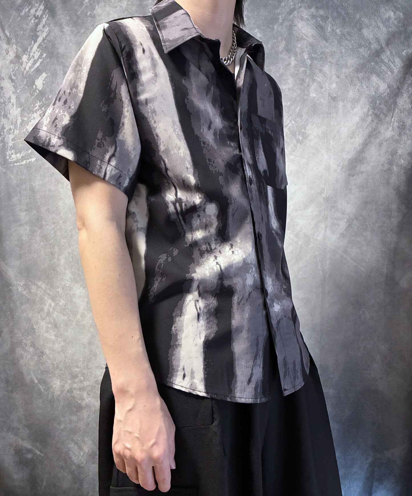 Ink painting style splicing design shirt EN2143