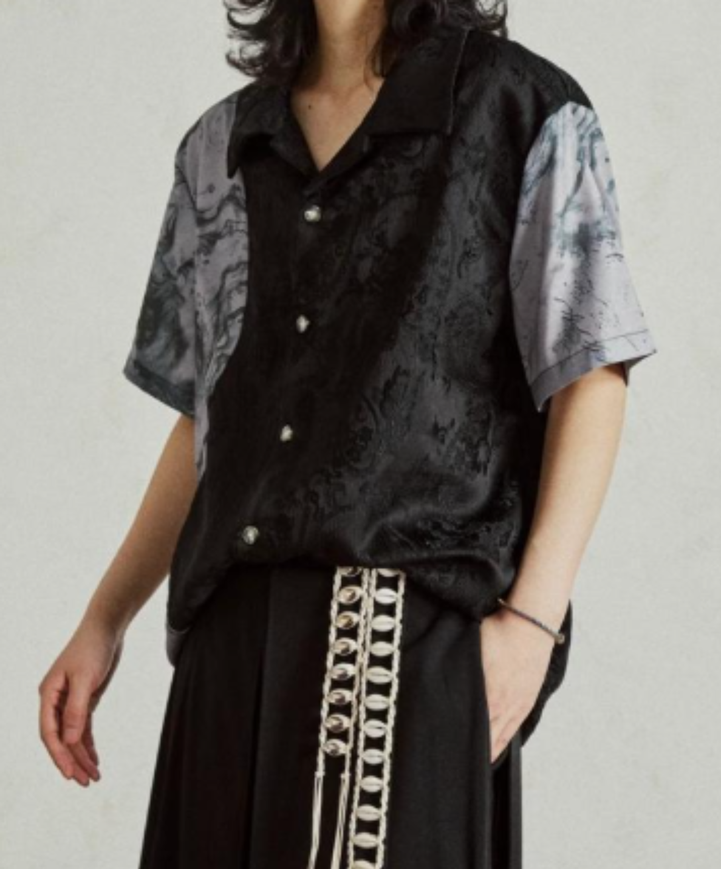 jacquard patchwork marble pattern shirt EN2924