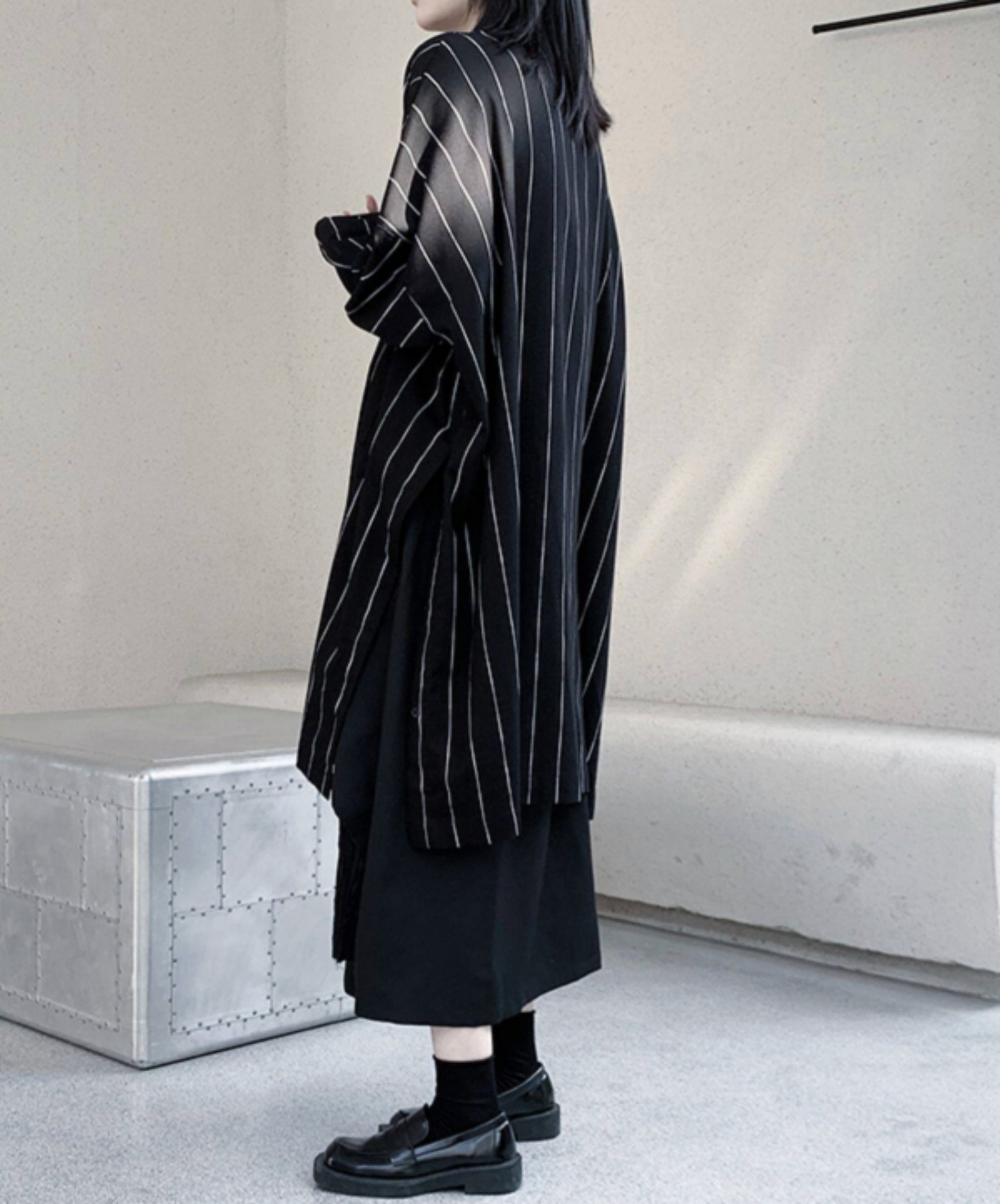 dark big silhouette stripe long shirt EN2777