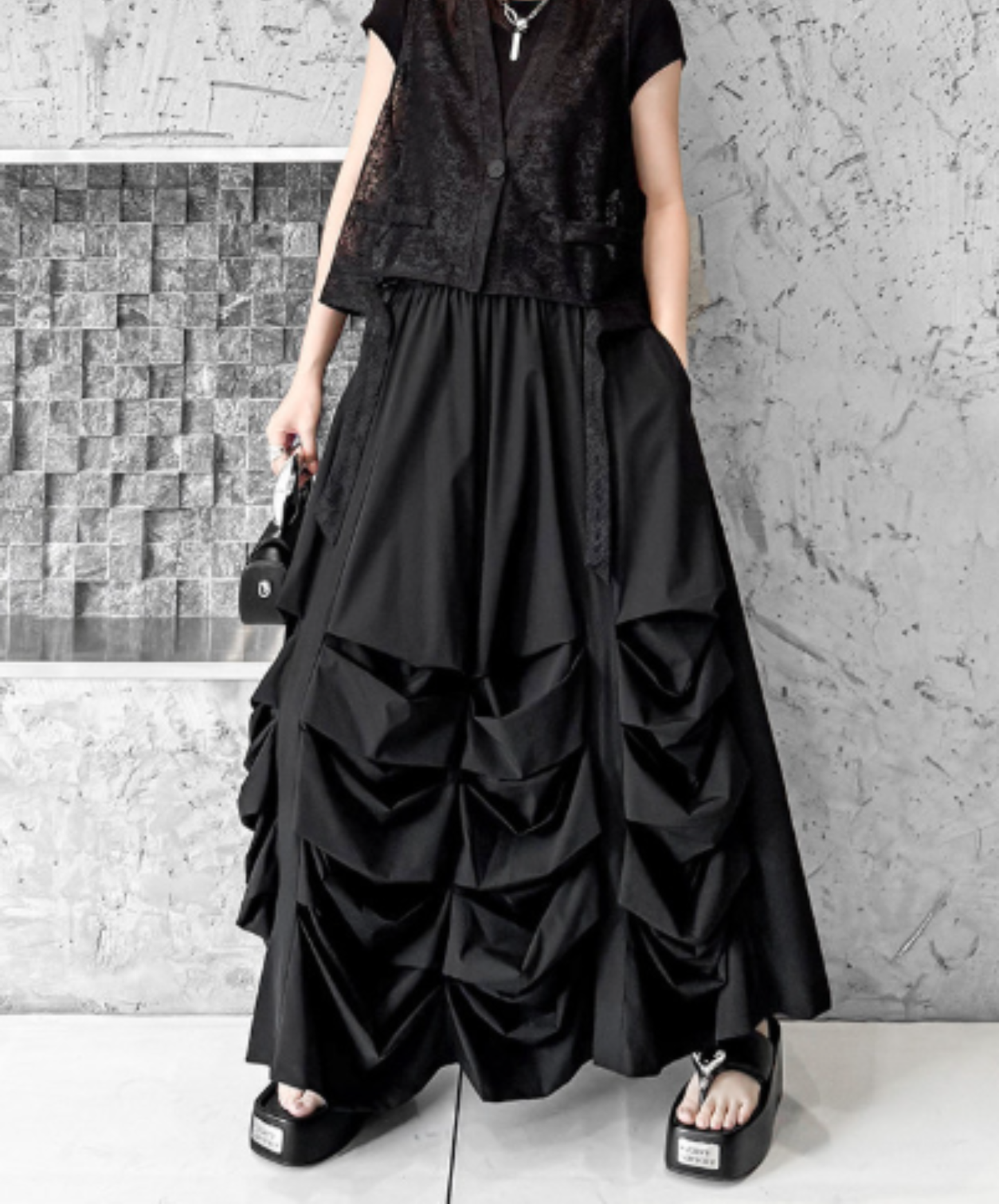 dark voluminous drape skirt EN3019