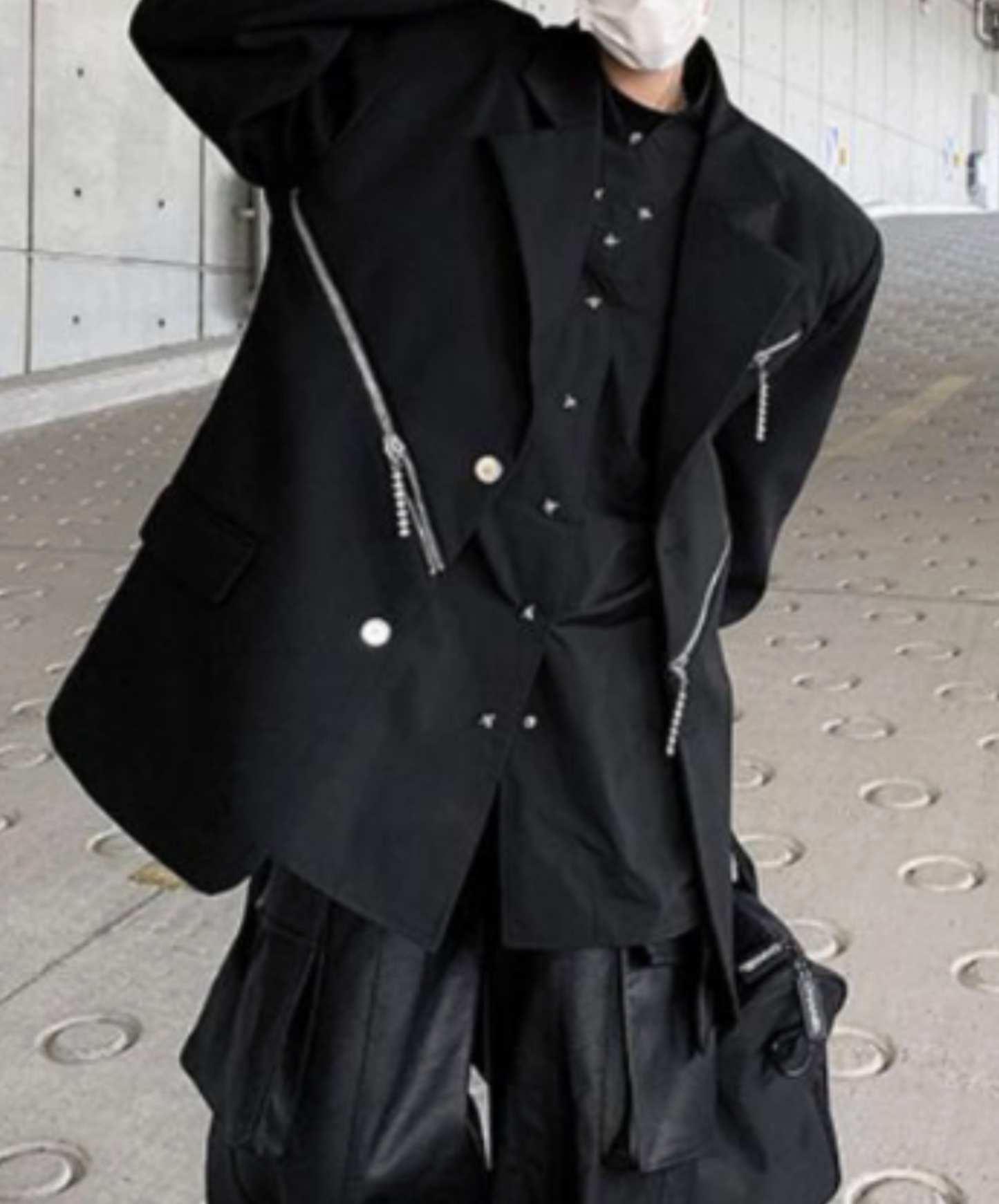 【style85】dark mode outfit set EN2631（jacket + sweater + pants set）