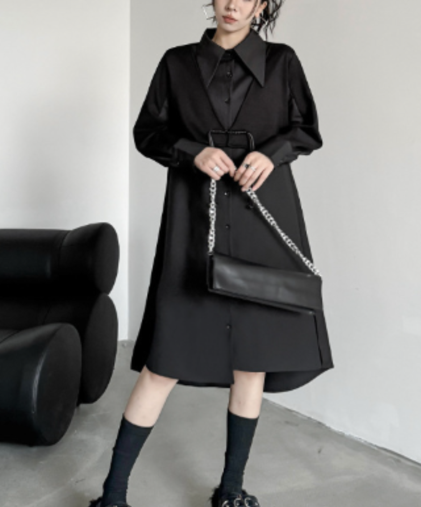 layered-look fringe vest style long shirt EN3135