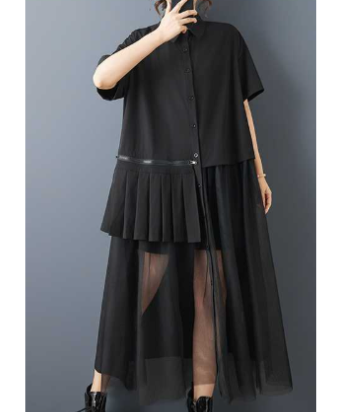 【style102】dark mode outfit set EN2996（shirt + necktie + pants set）