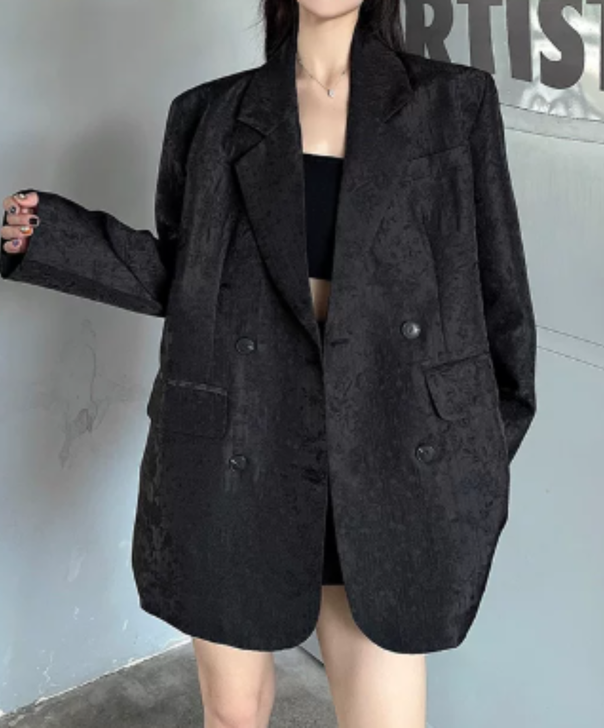 peaked lapel boxy silhouette jacket EN3209