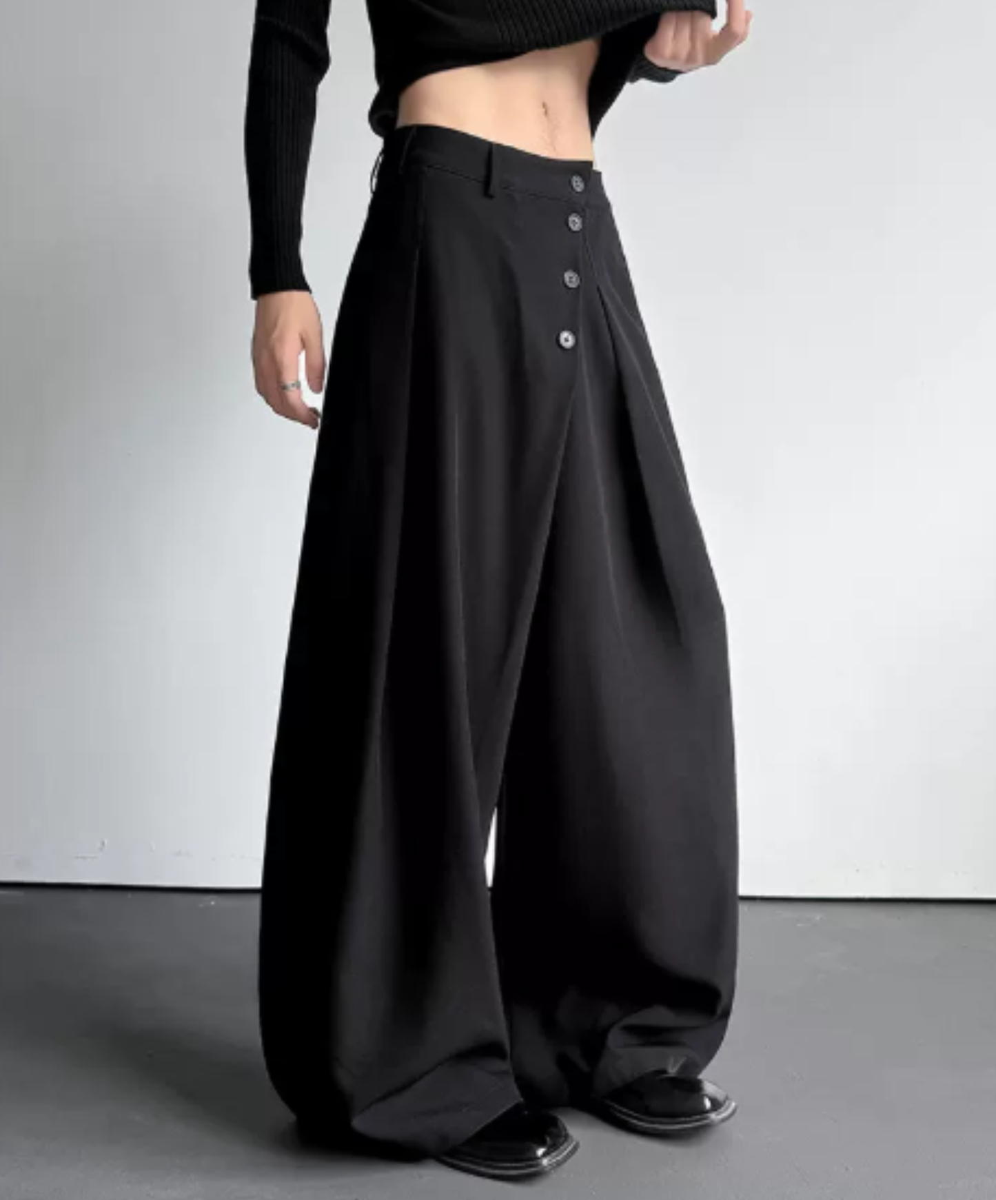 button-down design wide pants EN3065