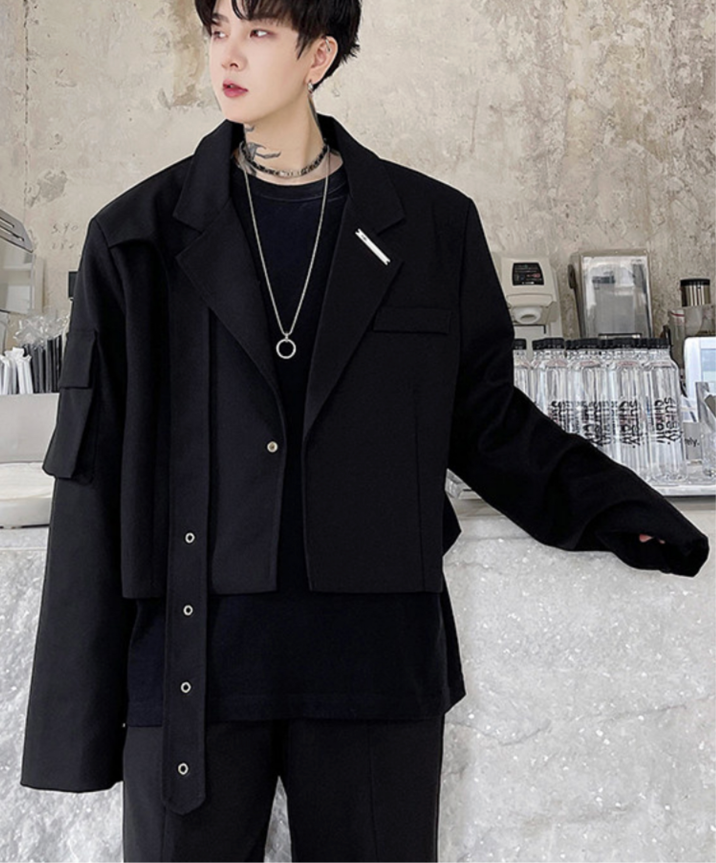 dark short blazer style jacket EN2672