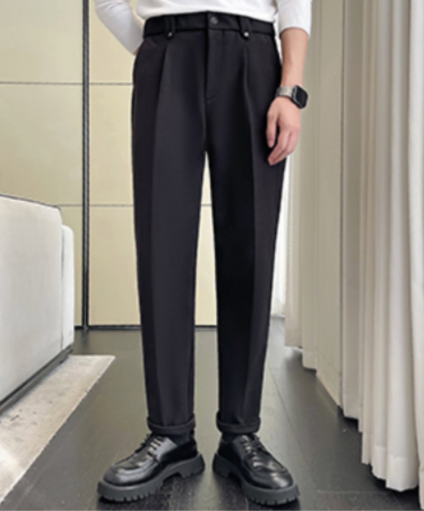 fleece-lined elastic waist pants EN2545