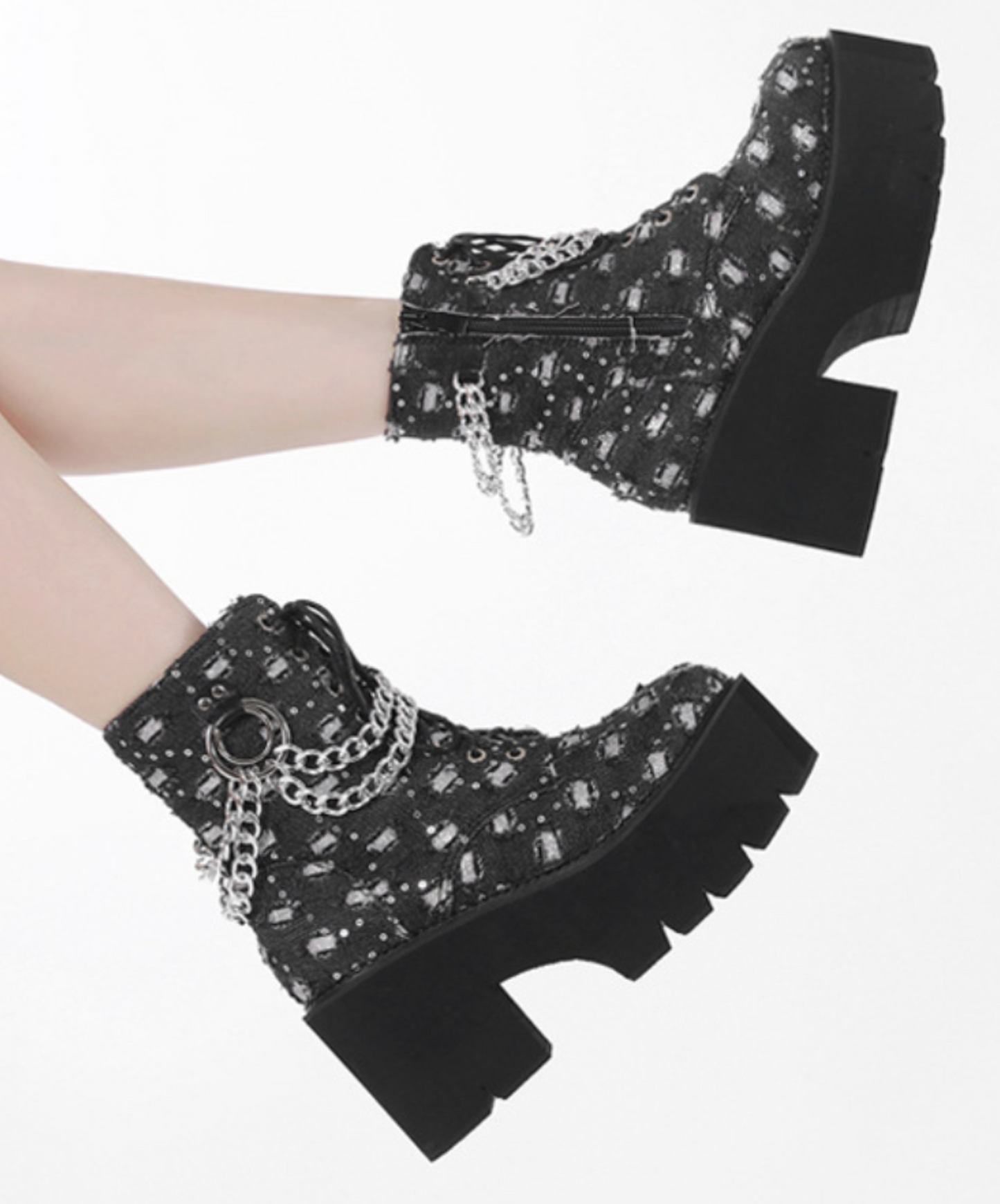 square hole ring chain boots EN2611