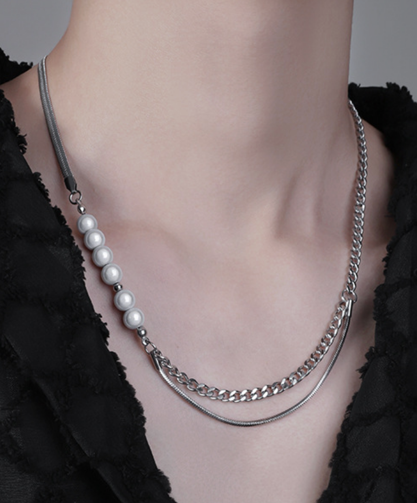 pearl double chain necklace EN2738