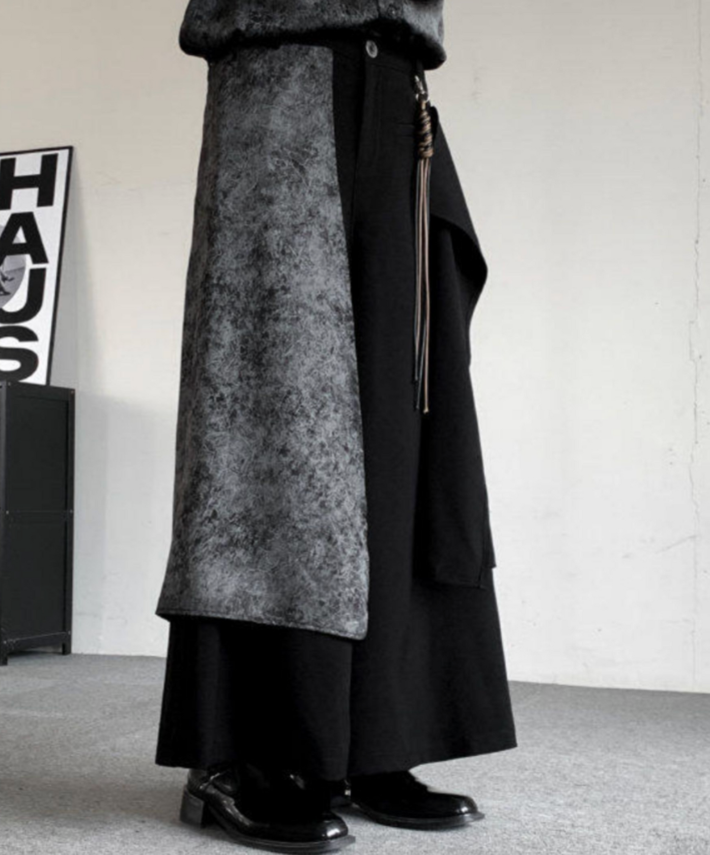 dark wide leg drape pants EN2569