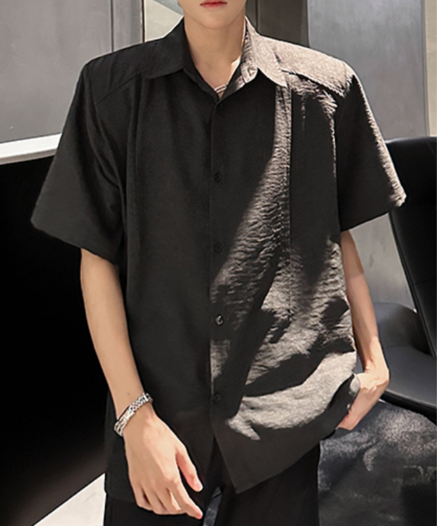 dark tucked drape lightweight shirt EN2089