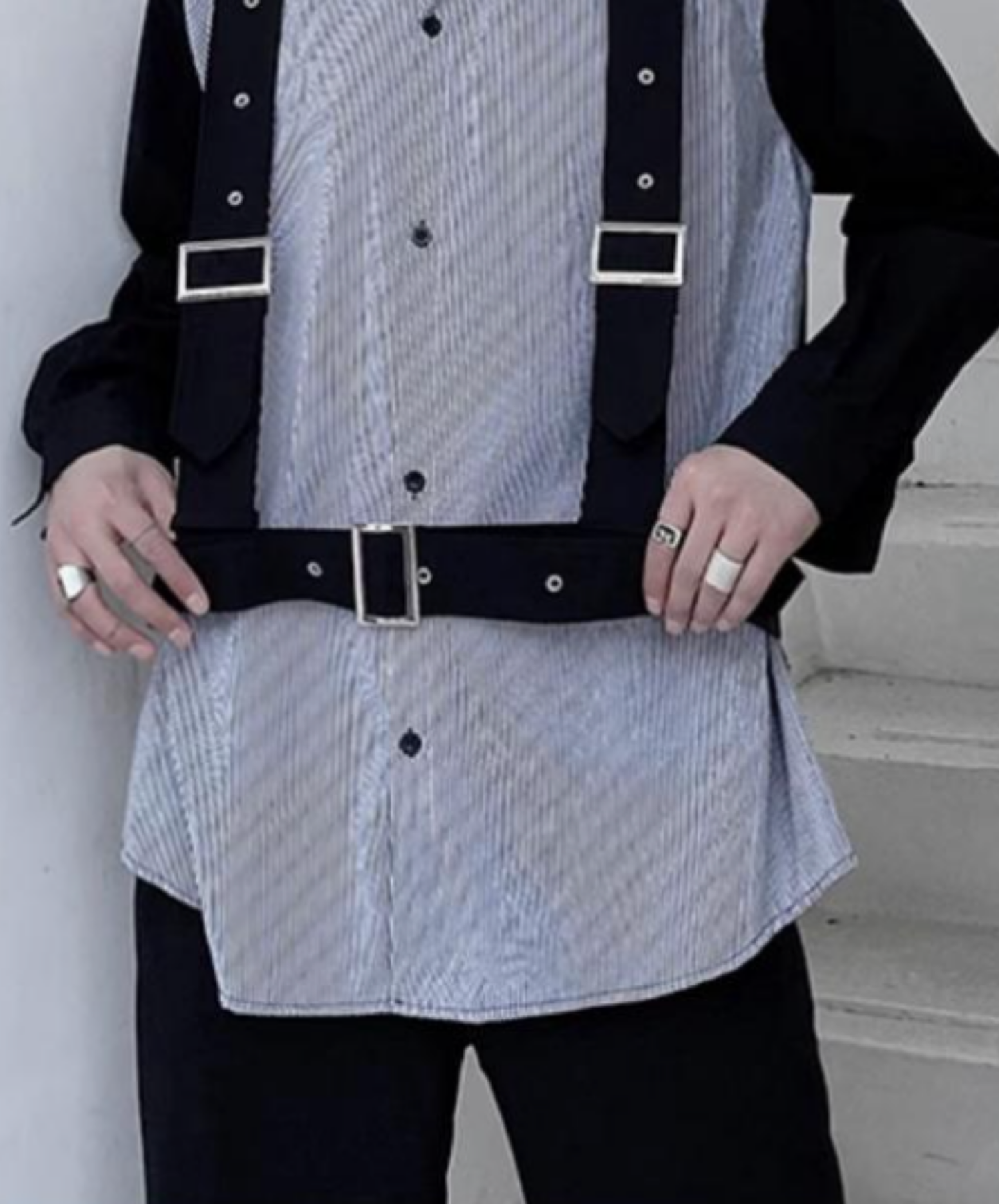 extra-thick belt with decorative stripes shirt EN2843
