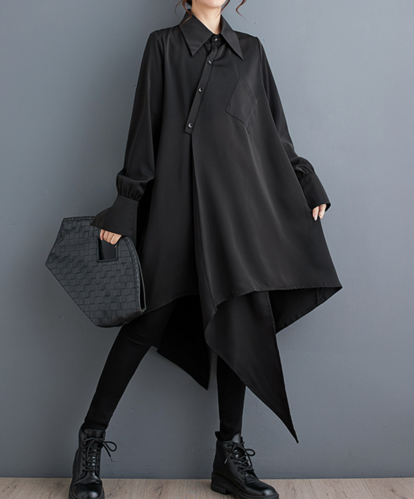 asymmetric irregular design dress long shirt EN1659