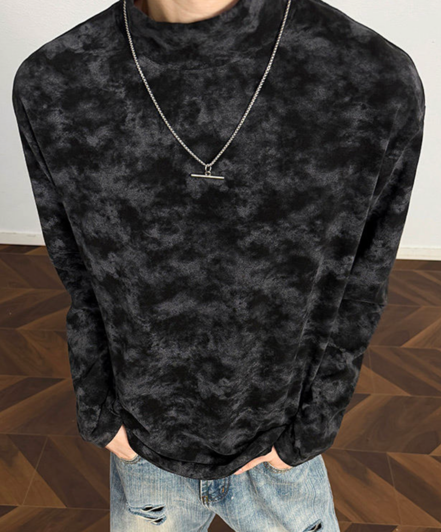 stand collar tie-dye t-shirt EN2557